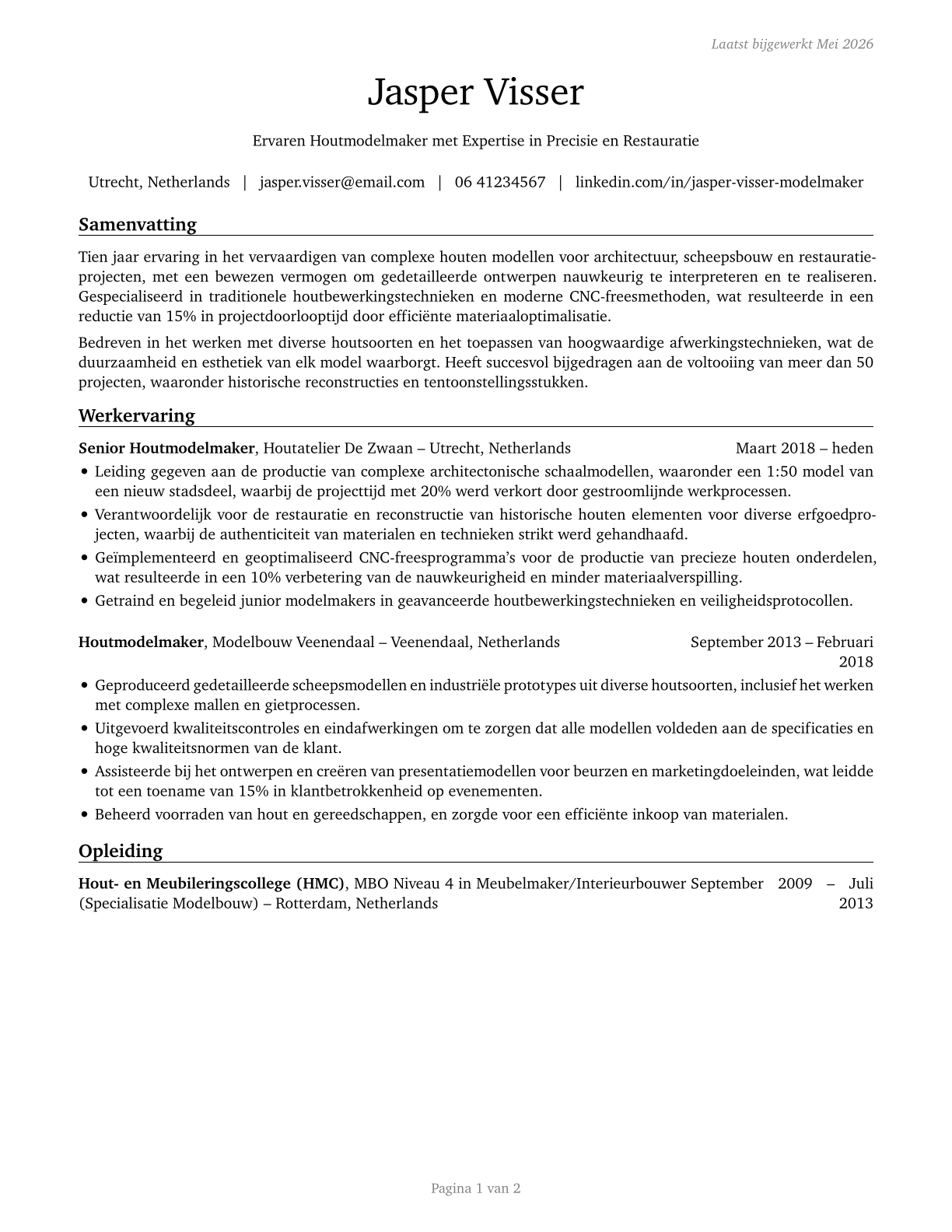 Model Makers, Wood CV in Dutch — page 1