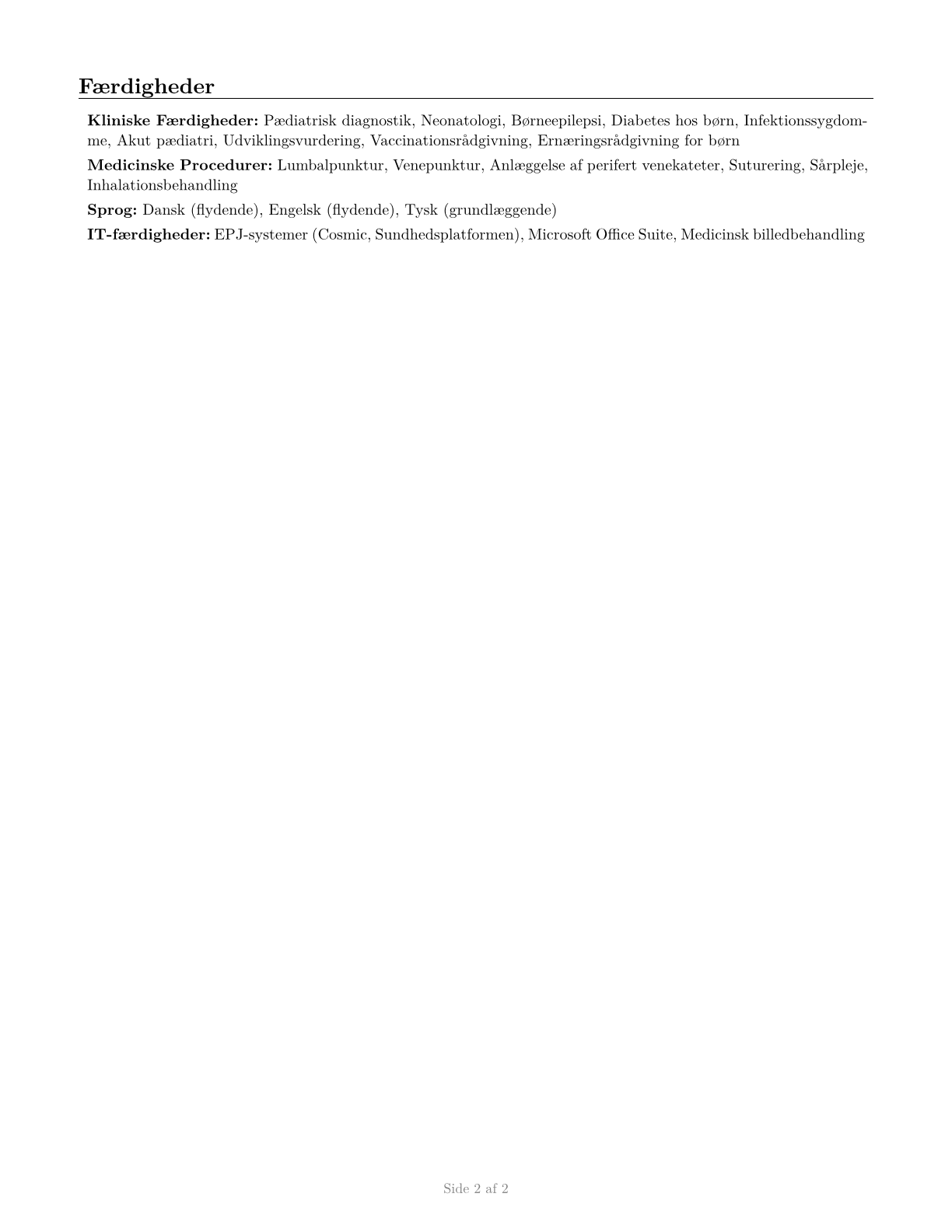 Pediatricians, General CV in Danish — page 2