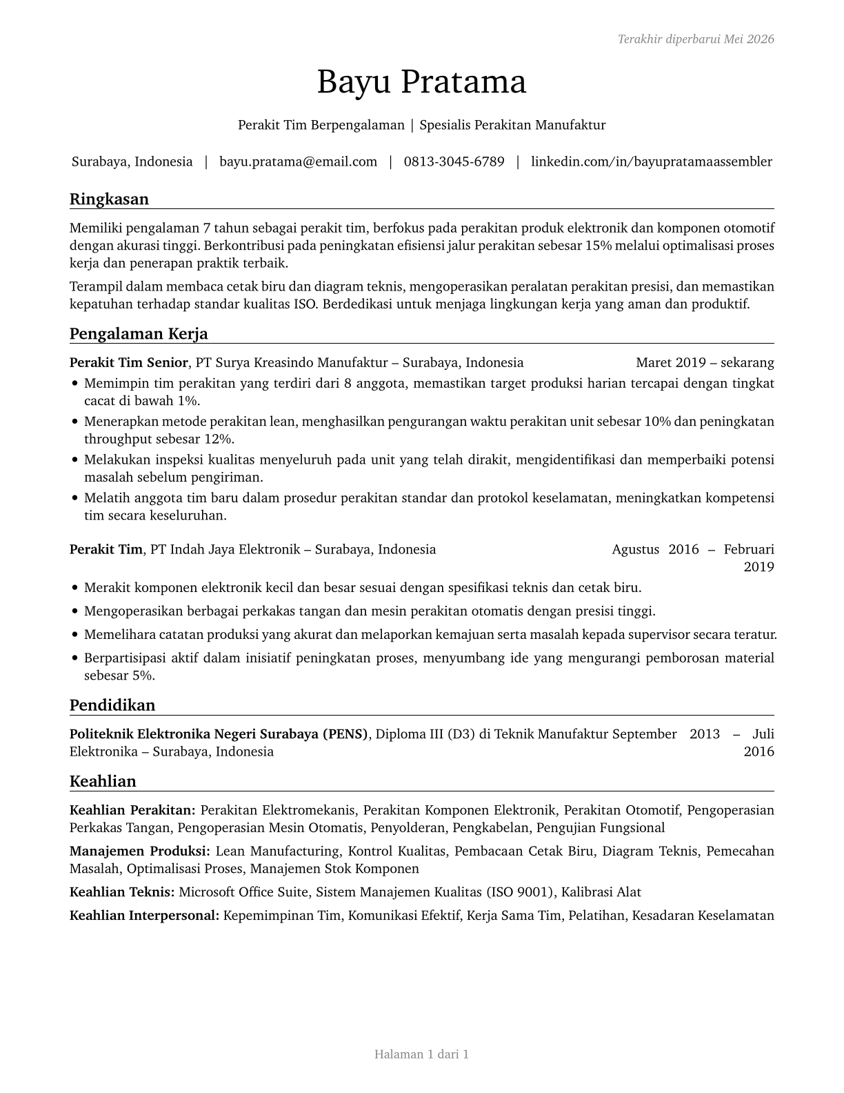 Team Assemblers CV in Indonesian — page 1