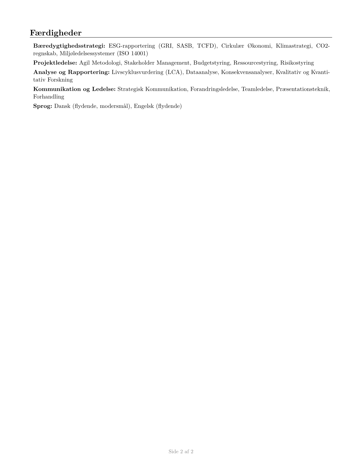 Chief Sustainability Officers CV in Danish — page 2