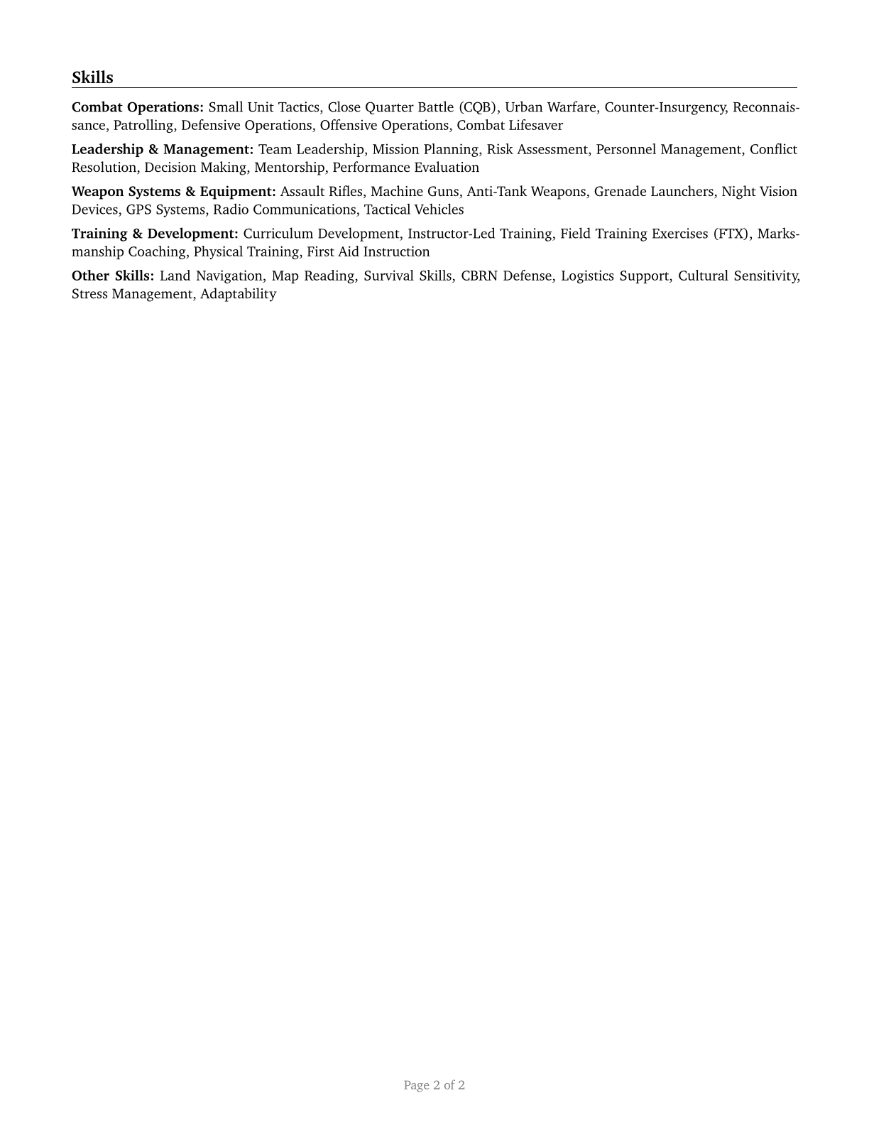 Infantry CV in English — page 2