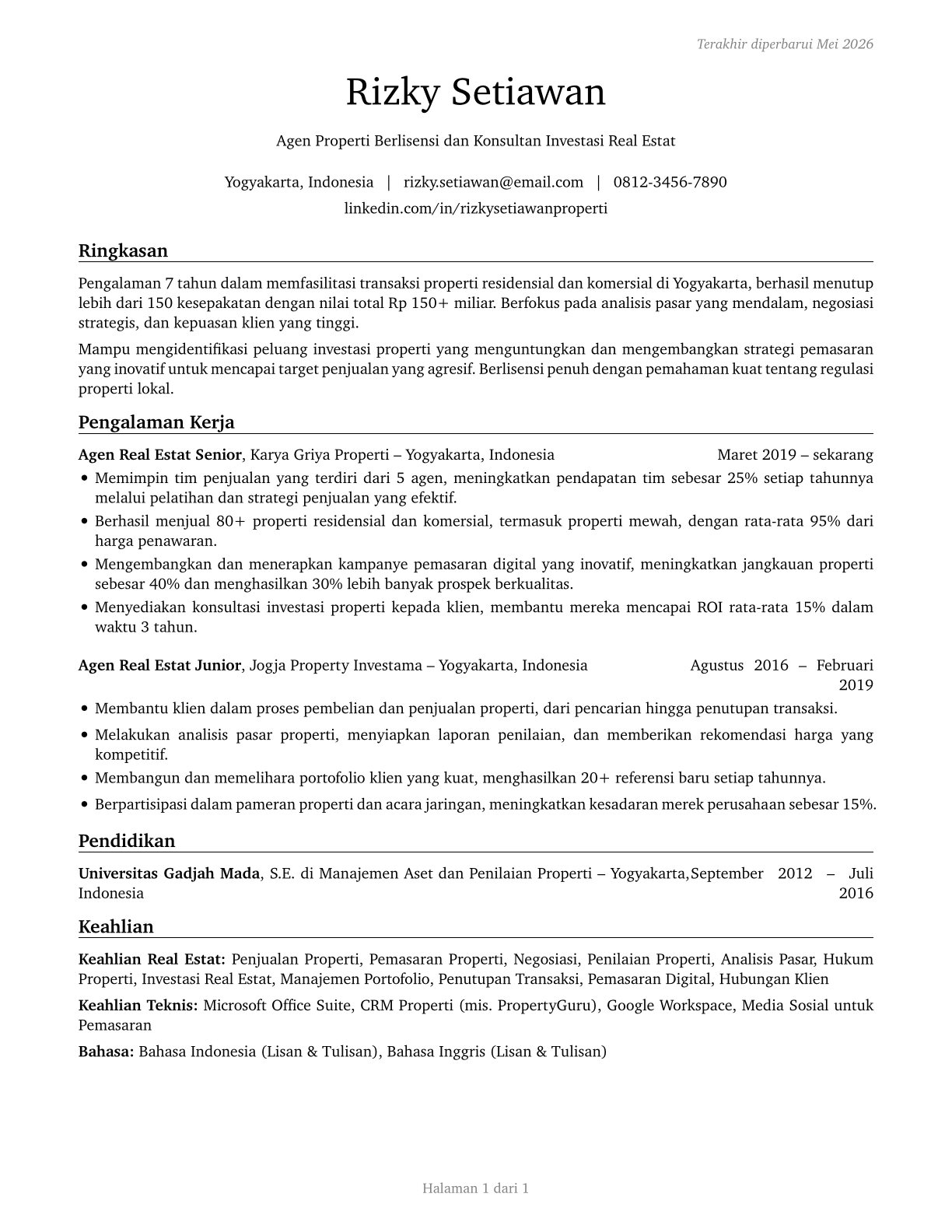 Real Estate Brokers CV in Indonesian — page 1