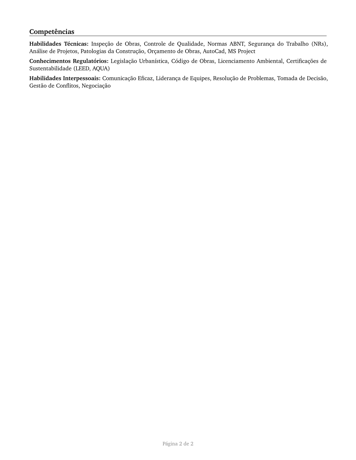 Construction and Building Inspectors CV in Portuguese — page 2