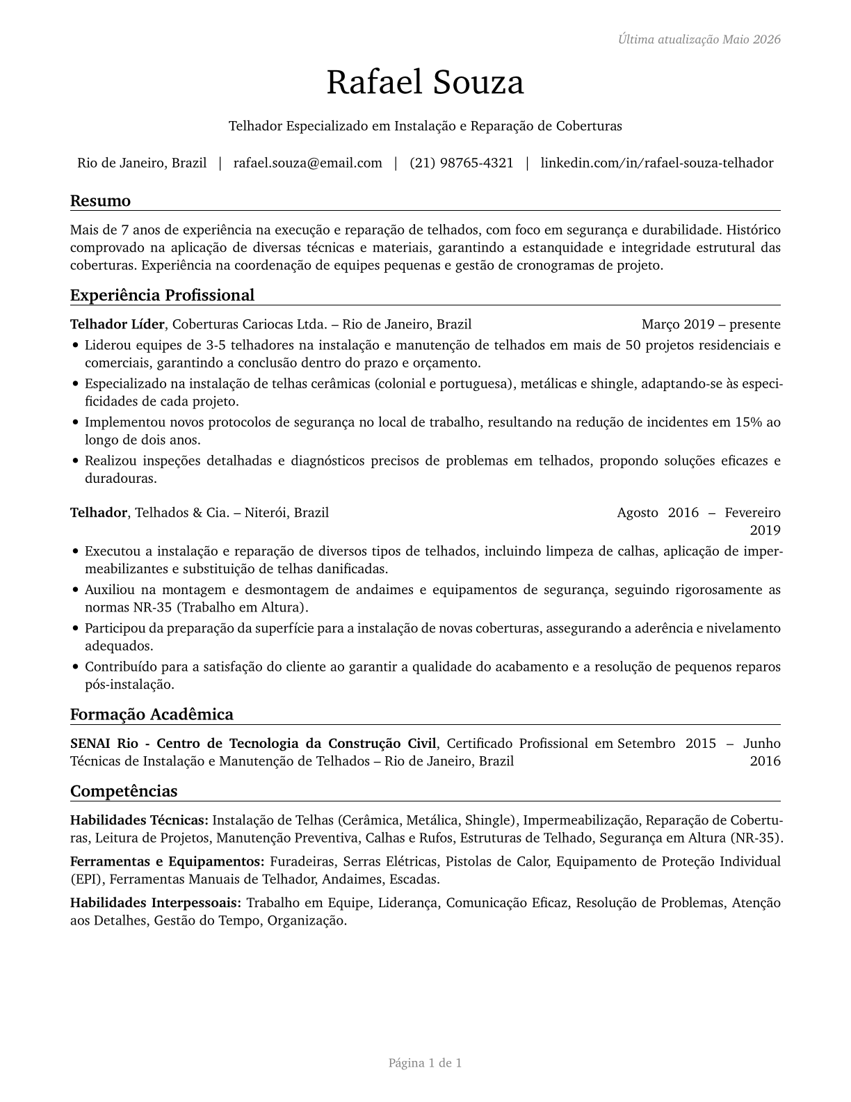 Helpers--Roofers CV in Portuguese — page 1
