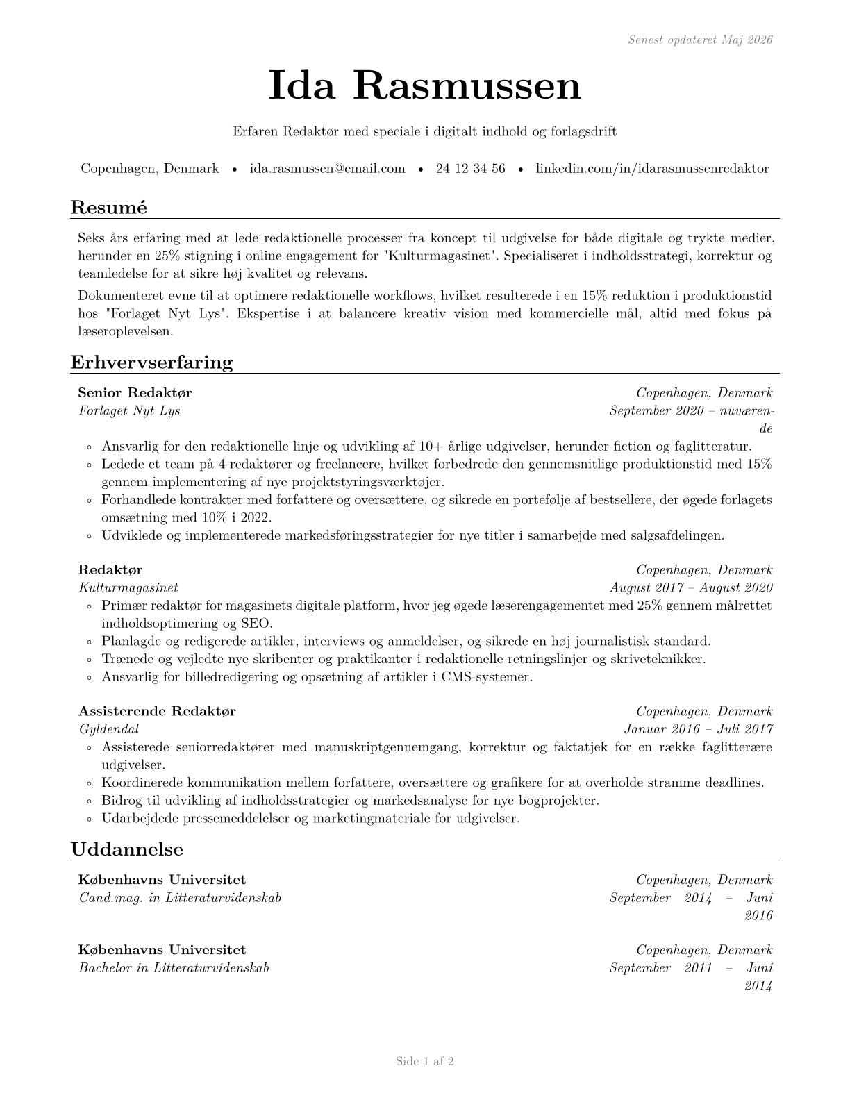 Editors CV in Danish — page 1