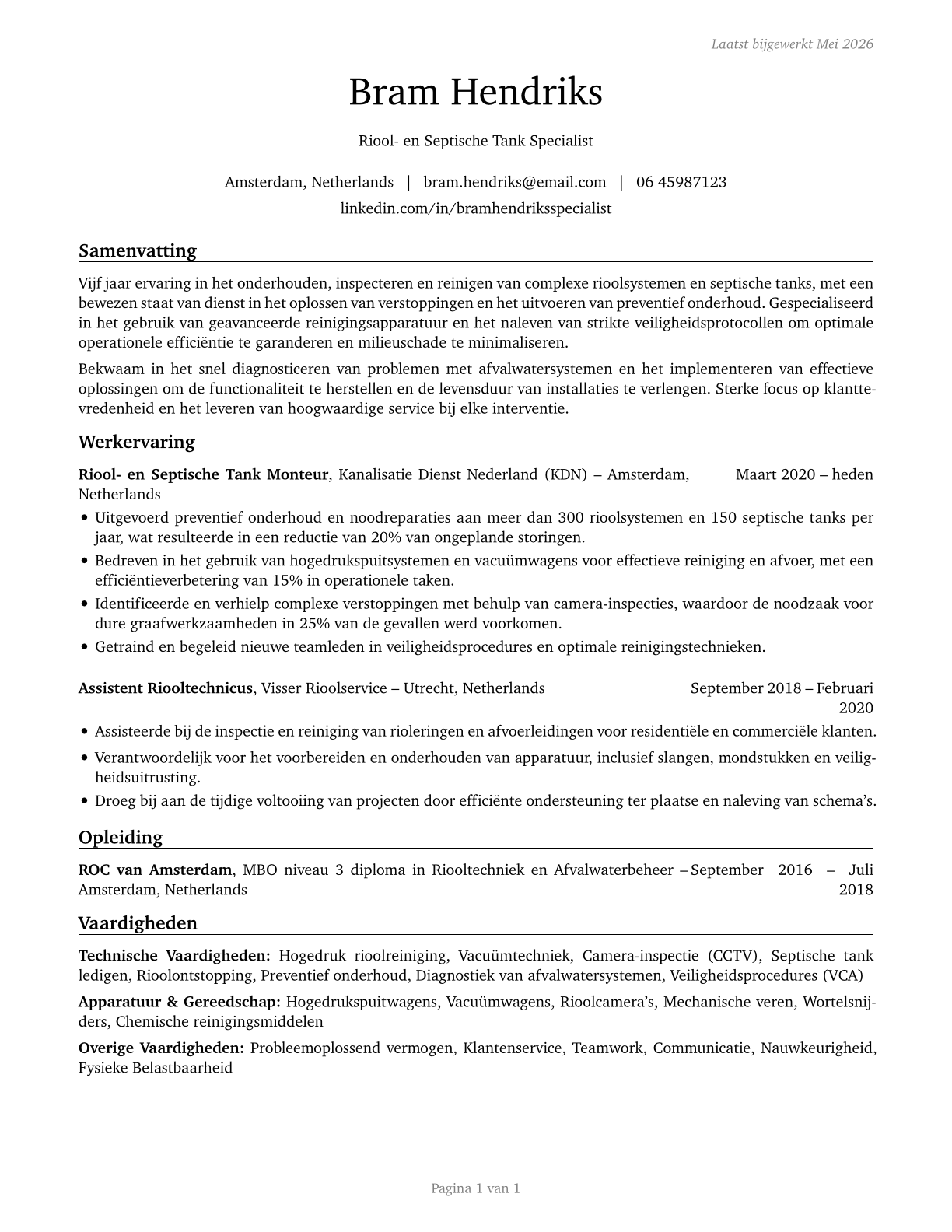 Septic Tank Servicers and Sewer Pipe Cleaners CV in Dutch — page 1