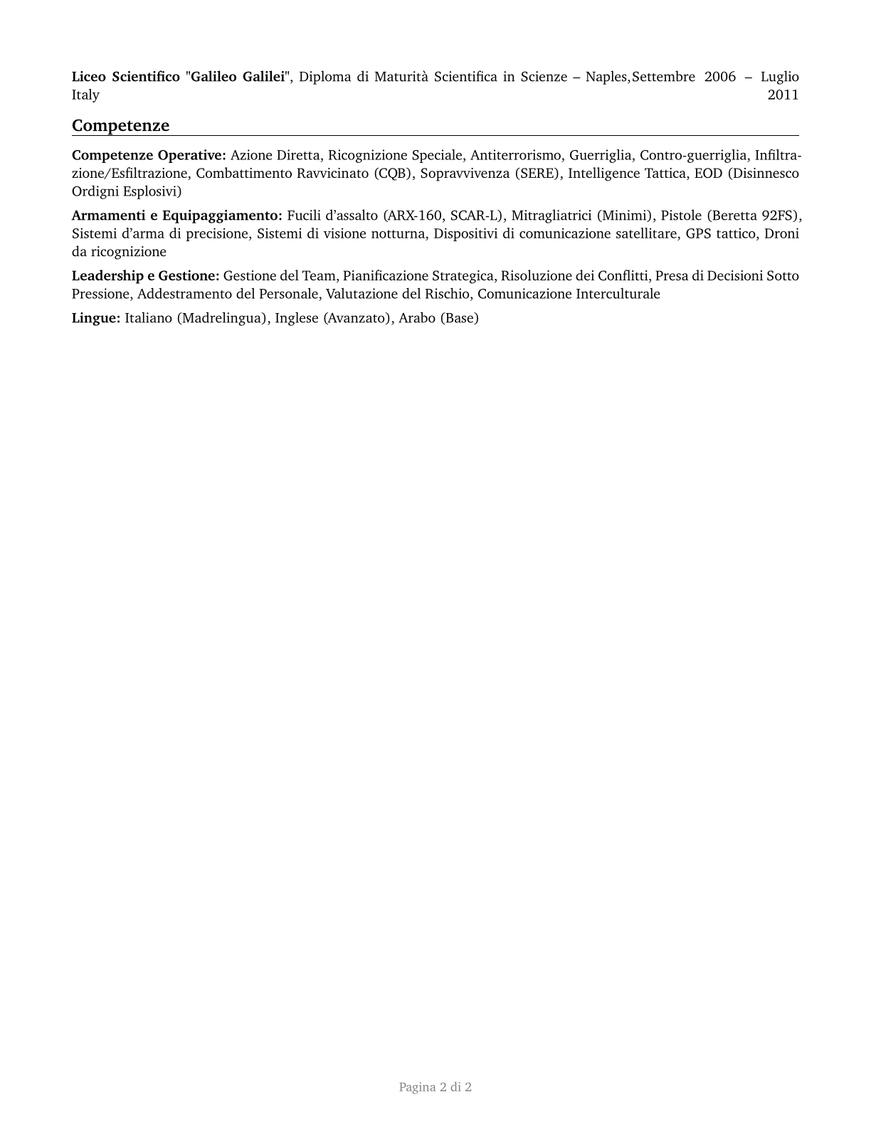Special Forces CV in Italian — page 2