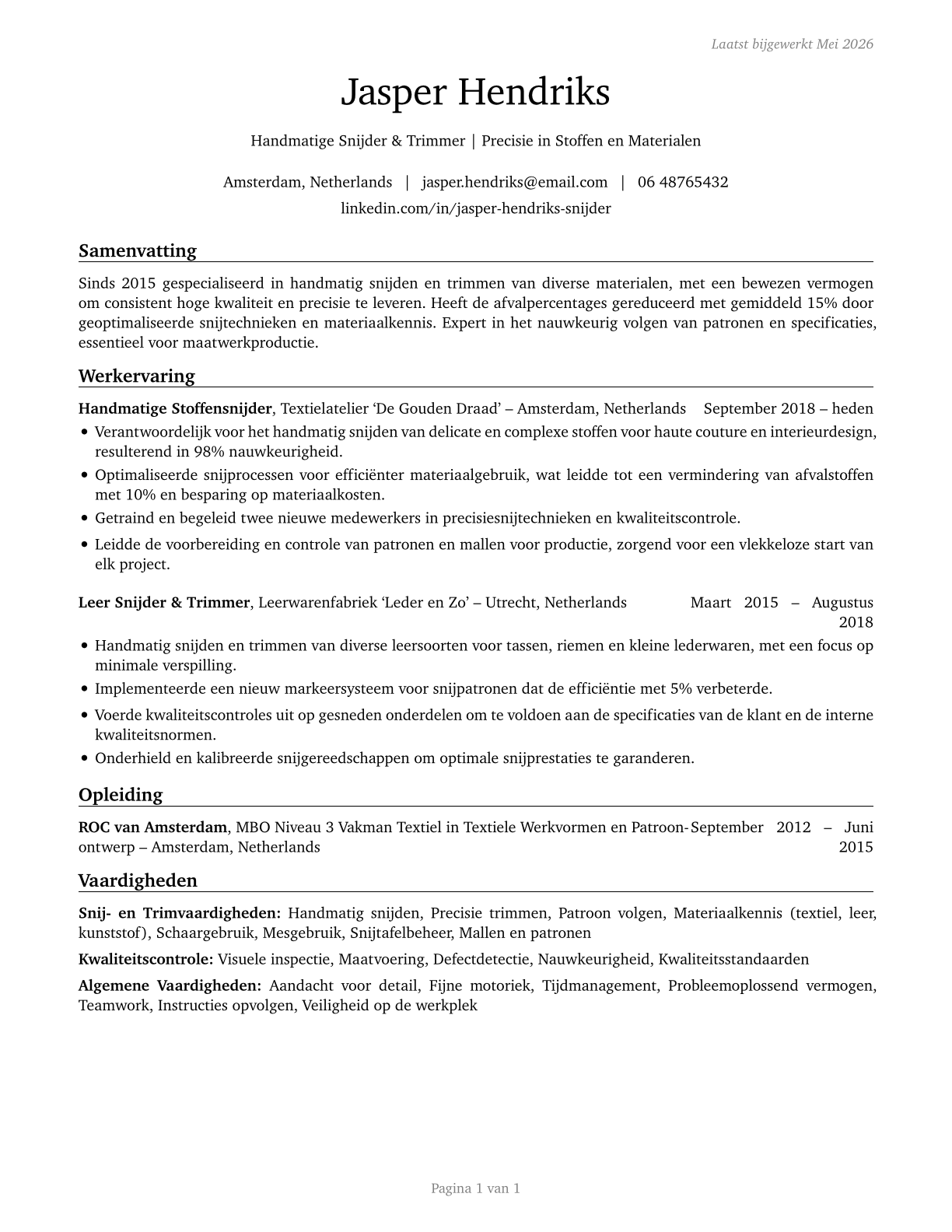 Cutters and Trimmers, Hand CV in Dutch — page 1