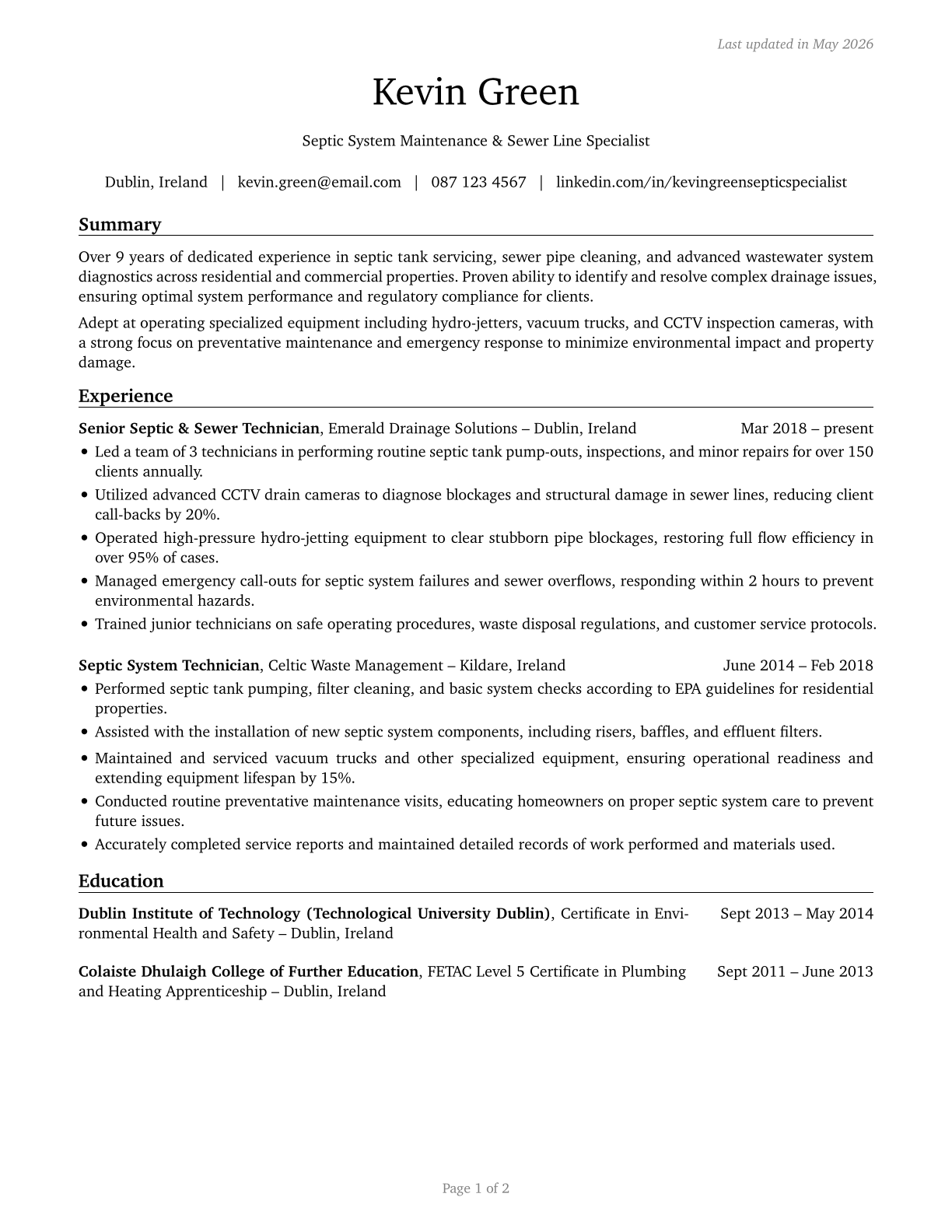 Septic Tank Servicers and Sewer Pipe Cleaners CV in English — page 1
