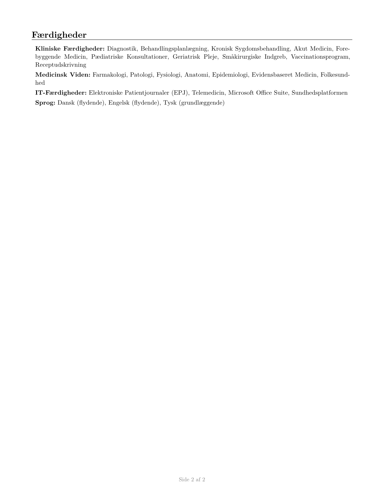 Family Medicine Physicians CV in Danish — page 2