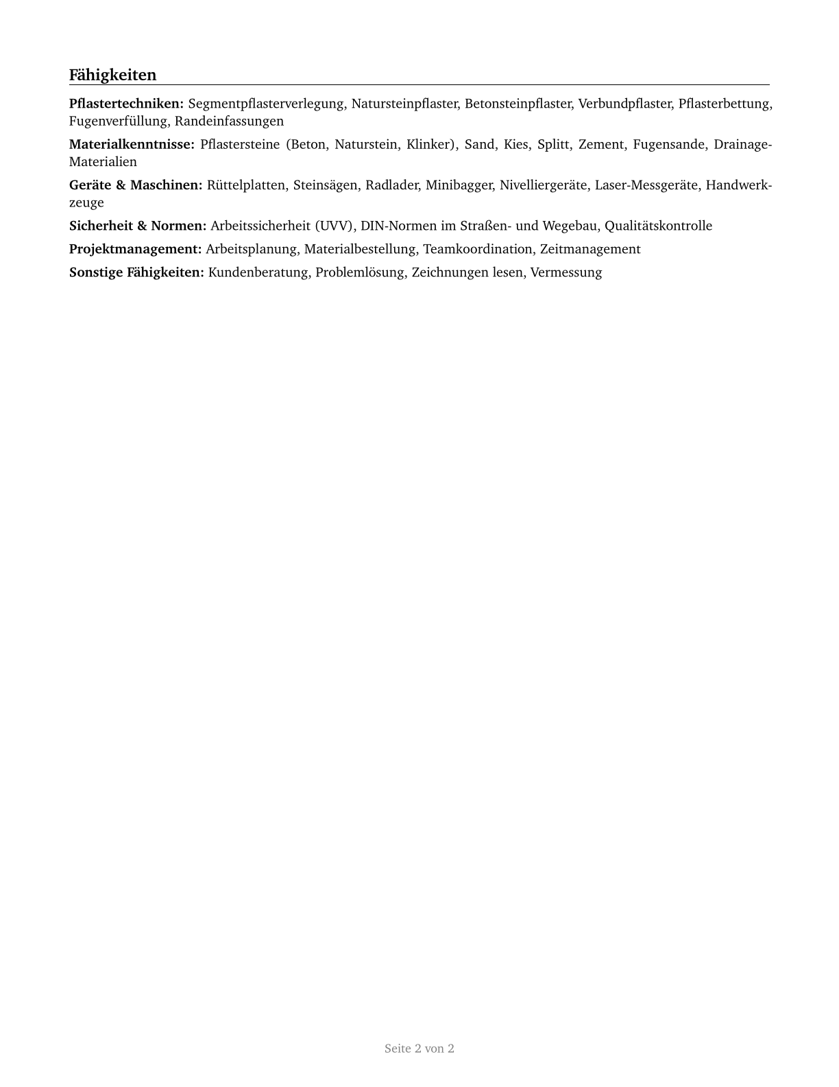 Segmental Pavers CV in German — page 2