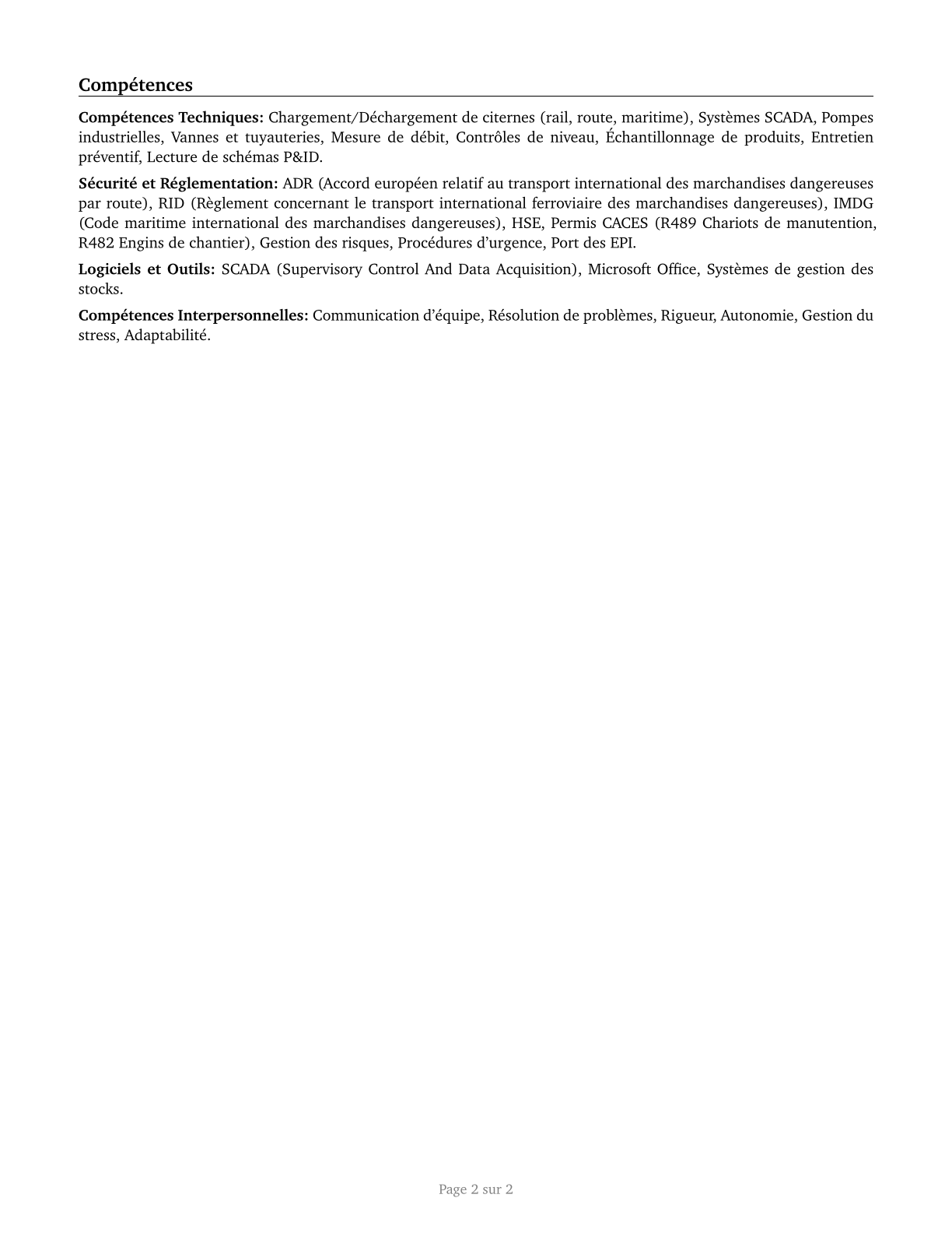 Tank Car, Truck, and Ship Loaders CV in French — page 2