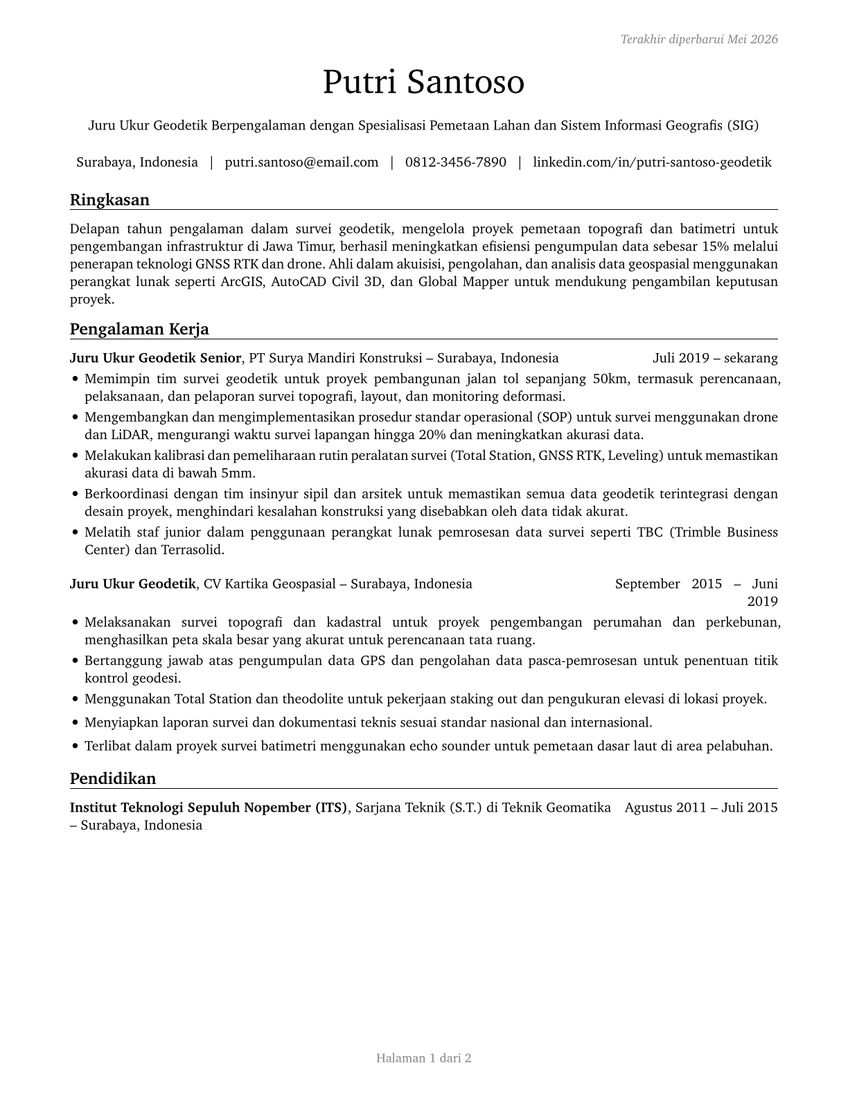Geodetic Surveyors CV in Indonesian — page 1