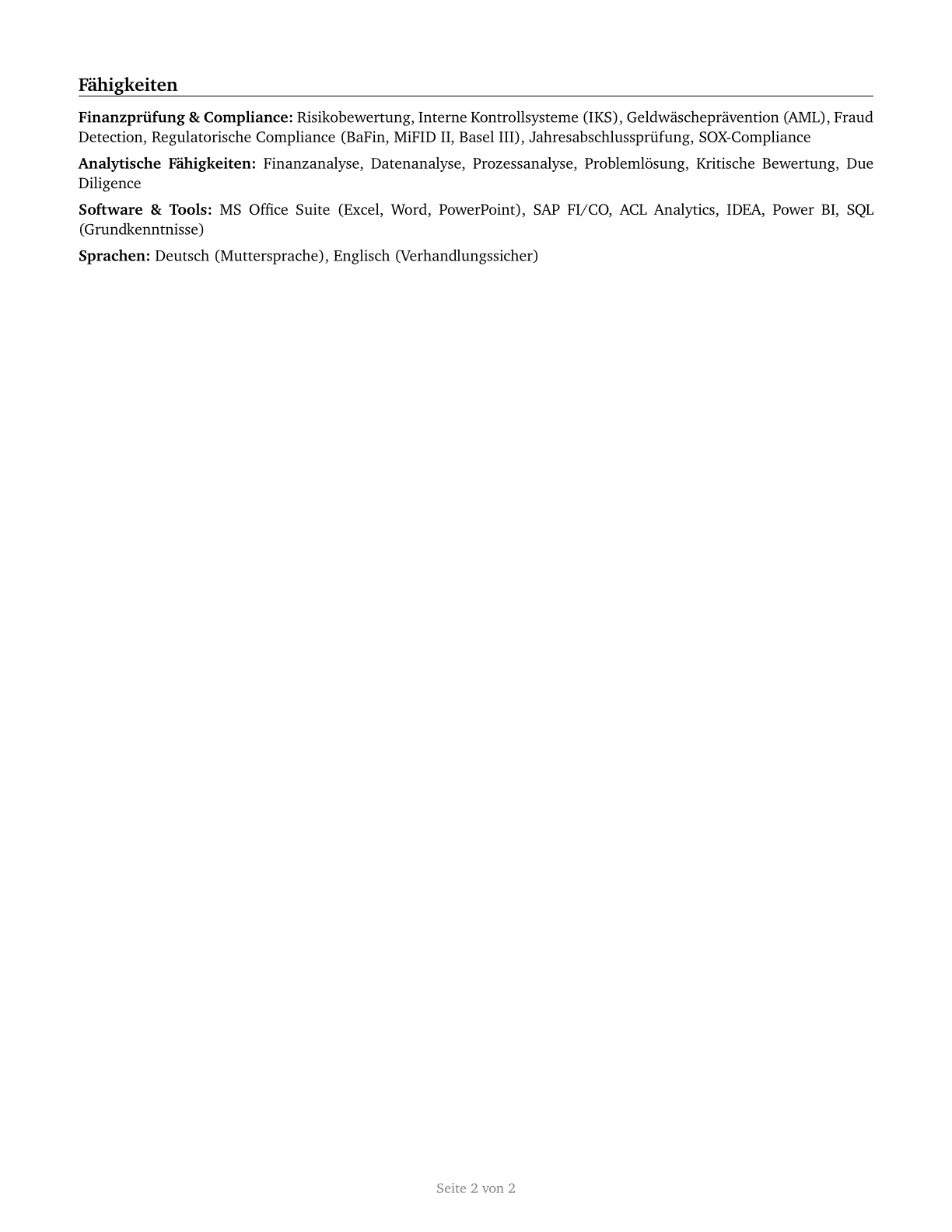 Financial Examiners CV in German — page 2