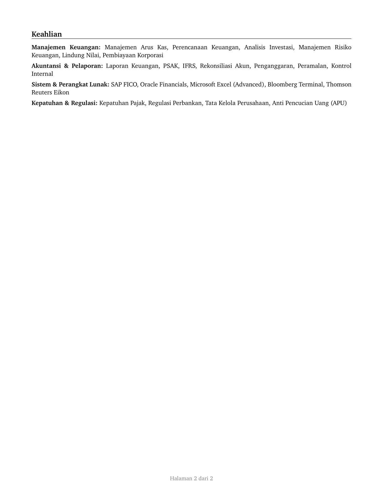Treasurers and Controllers CV in Indonesian — page 2