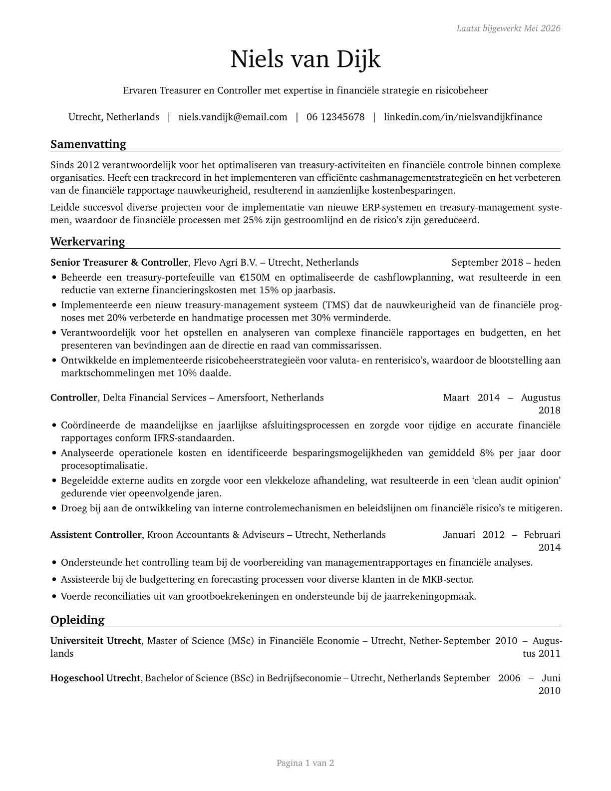 Treasurers and Controllers CV in Dutch — page 1
