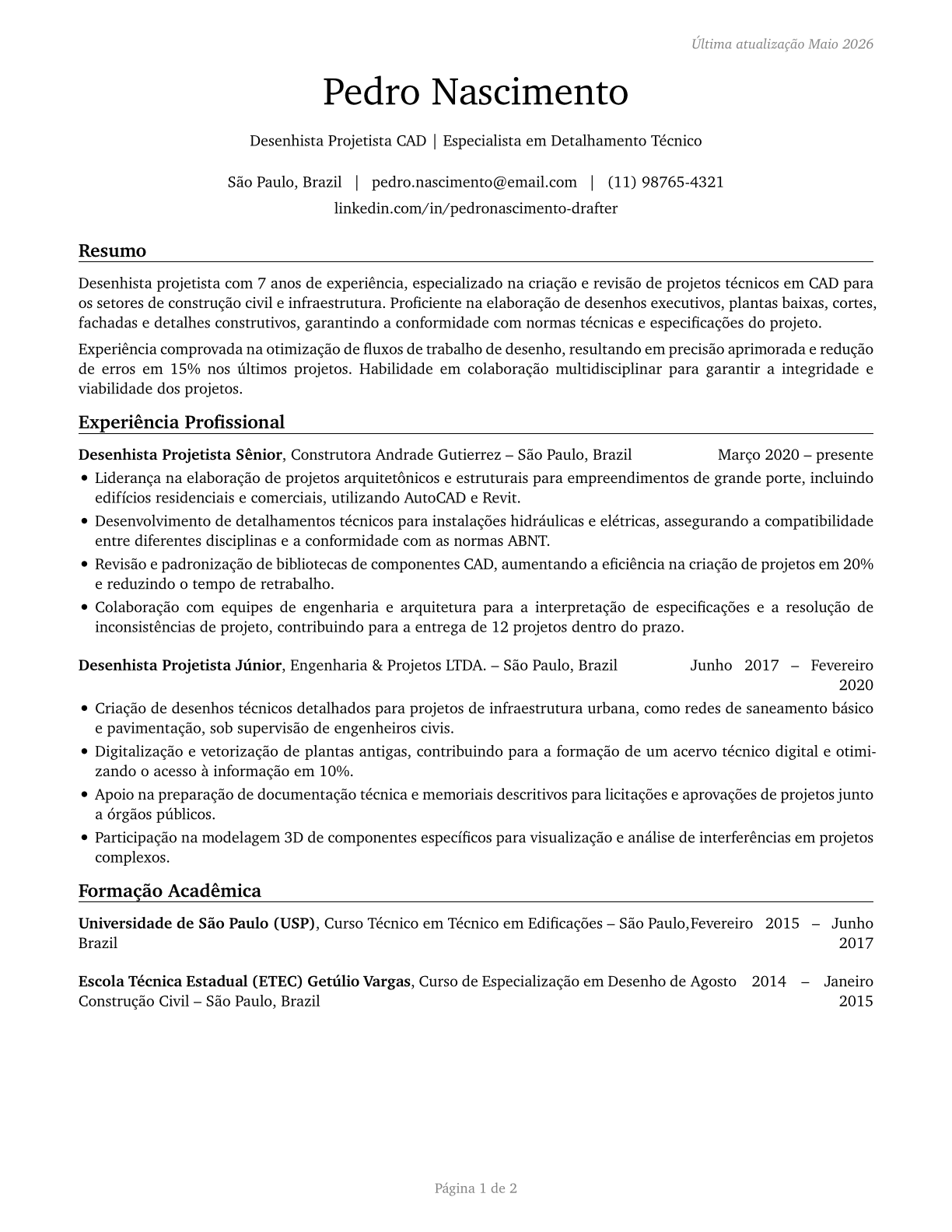 Drafters, All Other CV in Portuguese — page 1