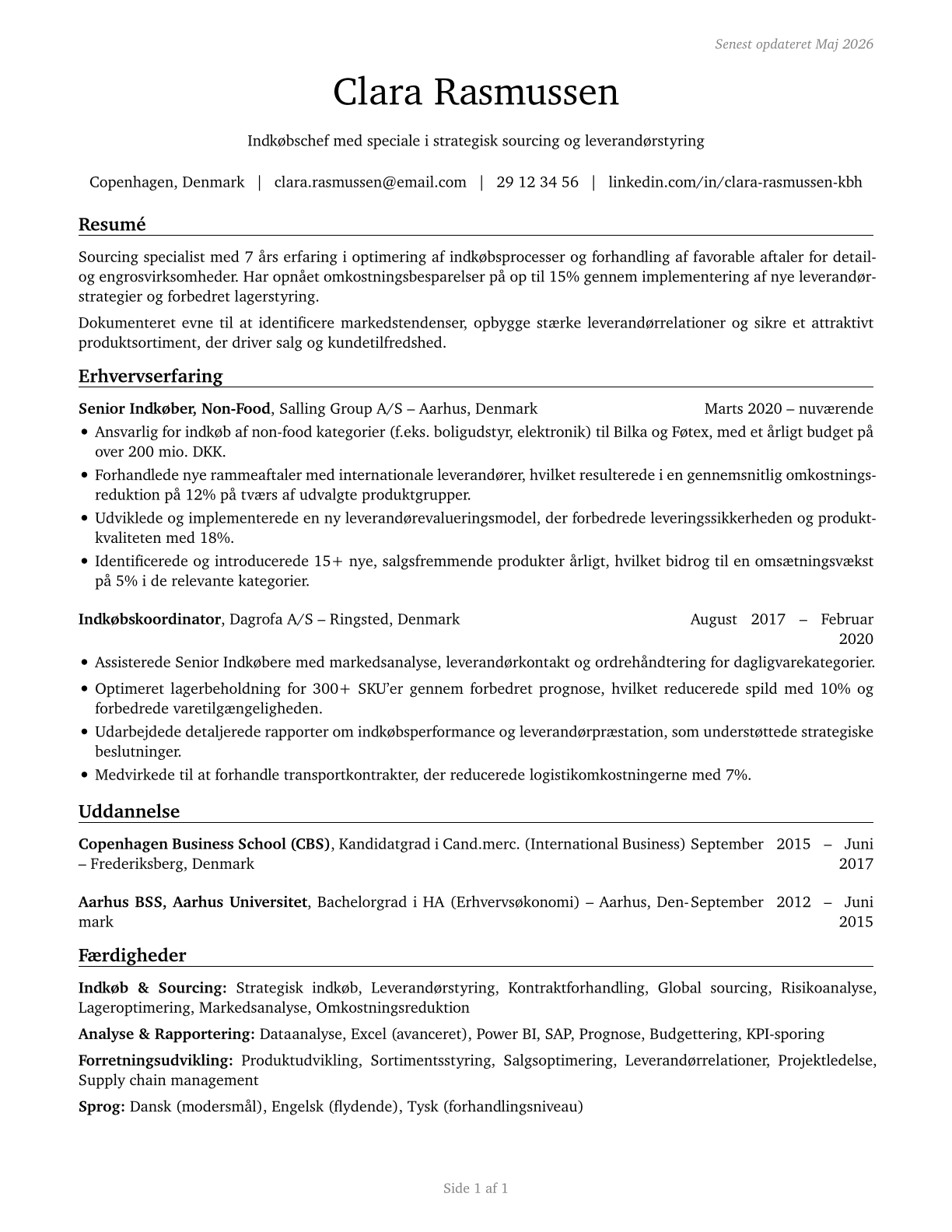 Wholesale and Retail Buyers, Except Farm Products CV in Danish — page 1