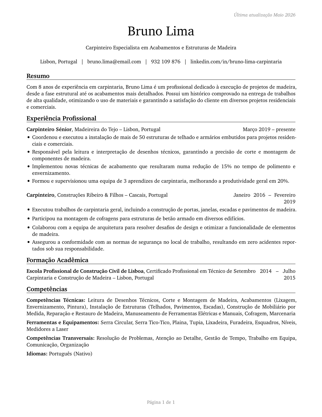 Helpers--Carpenters CV in Portuguese — page 1