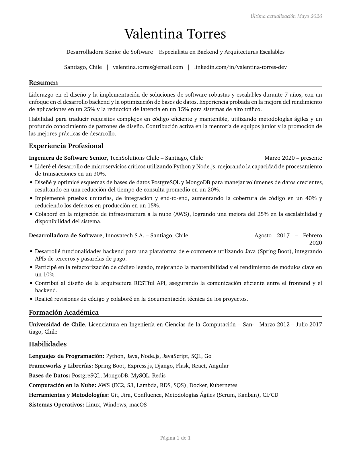 Computer Programmers CV in Spanish — page 1