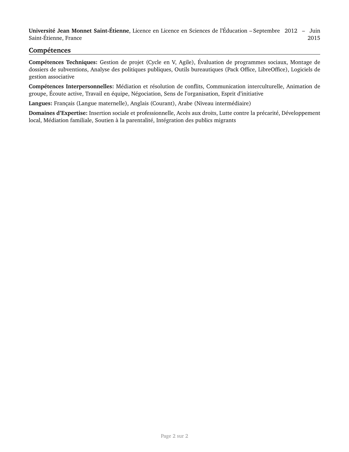 Community and Social Service Specialists, All Other CV in French — page 2