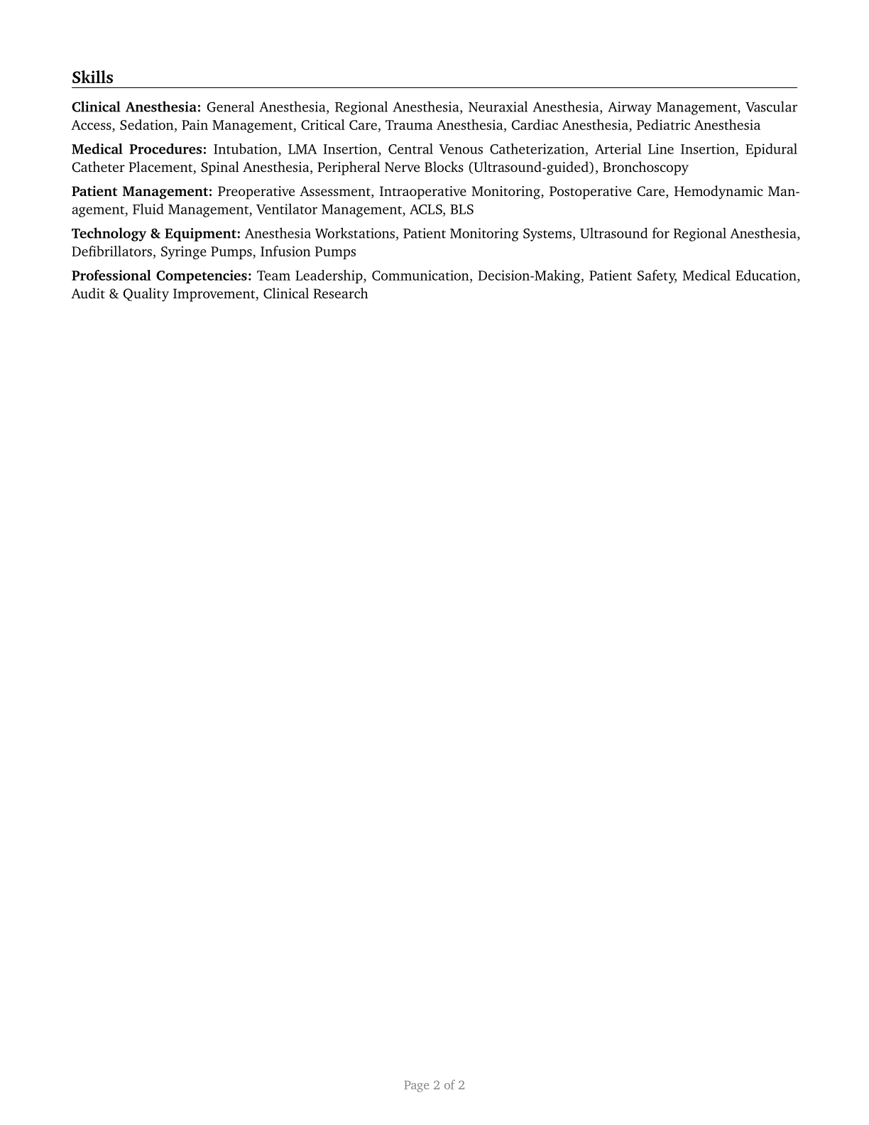 Anesthesiologists CV in English — page 2