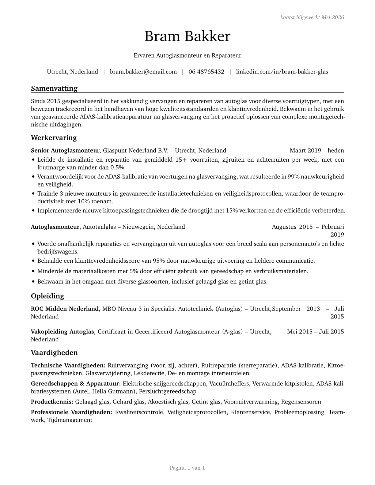 Automotive Glass Installers and Repairers CV in Dutch — page 1