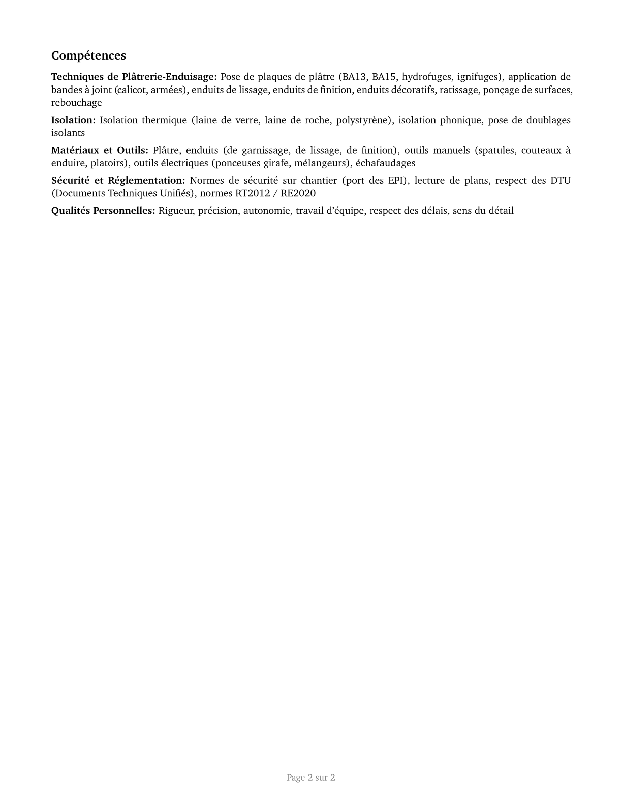 Tapers CV in French — page 2
