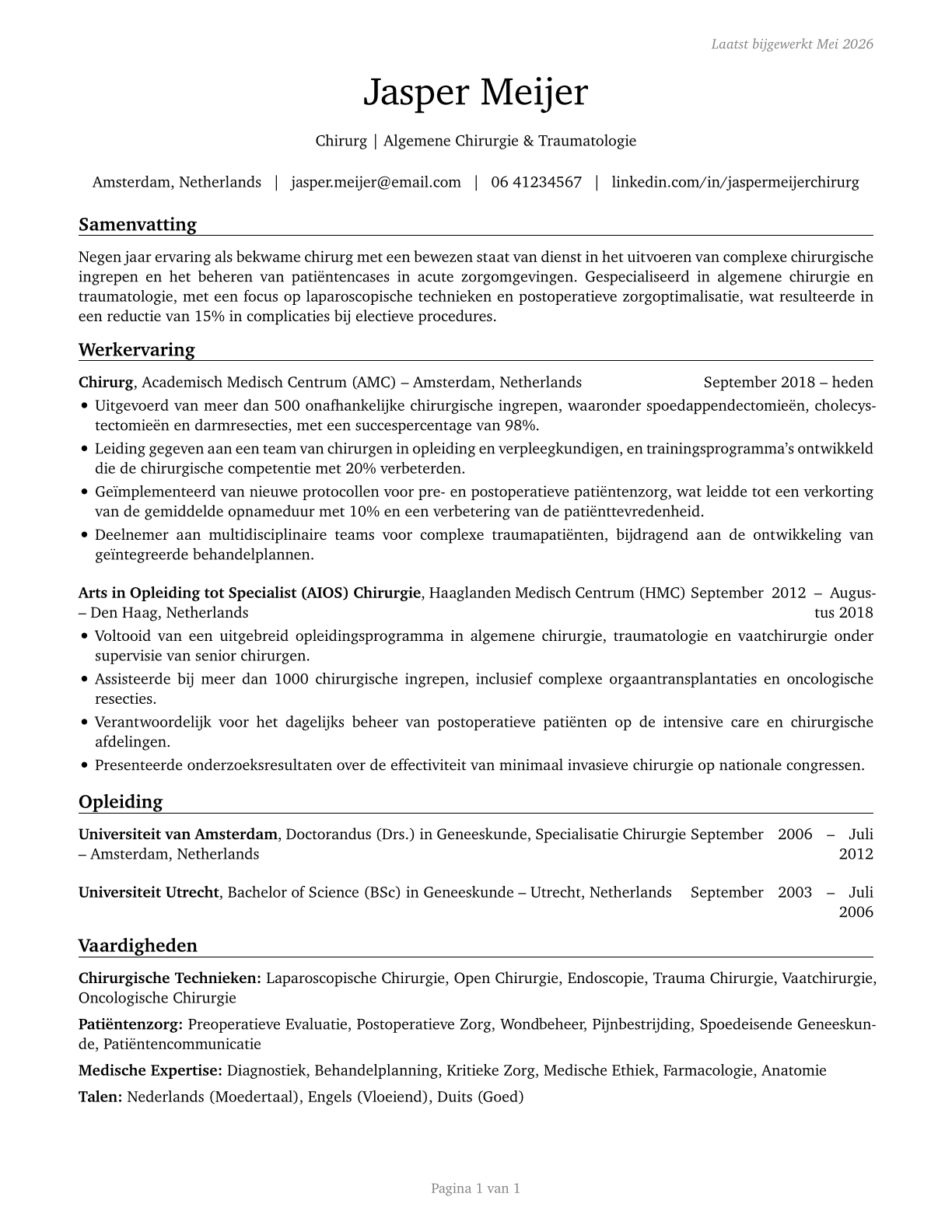 Surgeons, All Other CV in Dutch — page 1