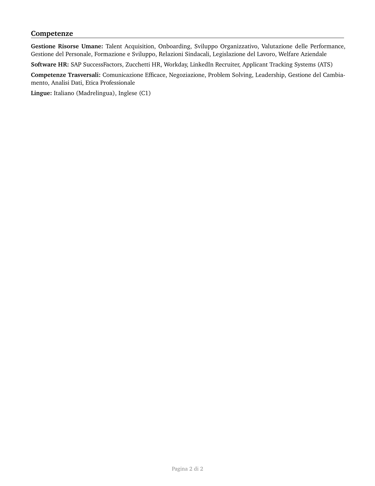 Human Resources Specialists CV in Italian — page 2