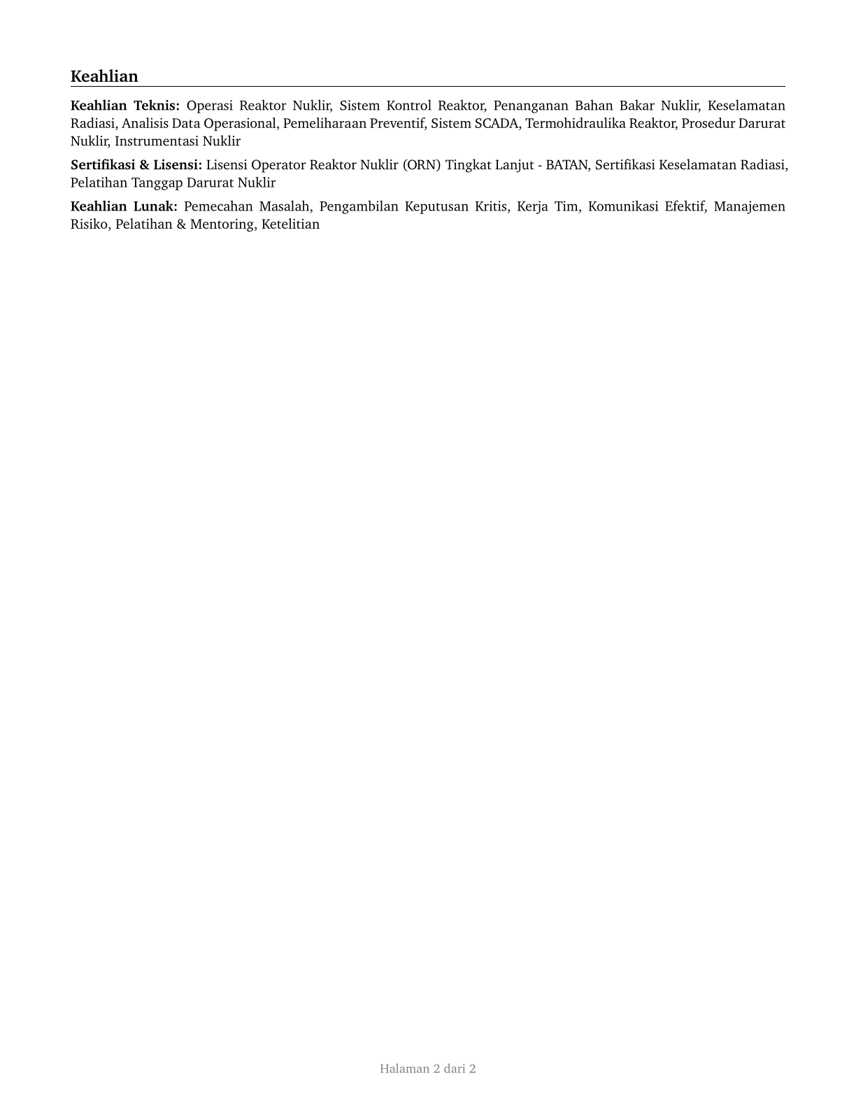 Nuclear Power Reactor Operators CV in Indonesian — page 2