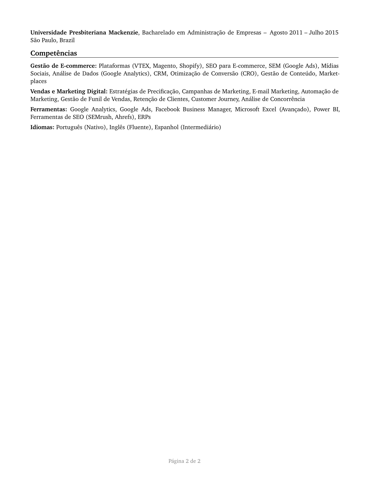 Online Merchants CV in Portuguese — page 2