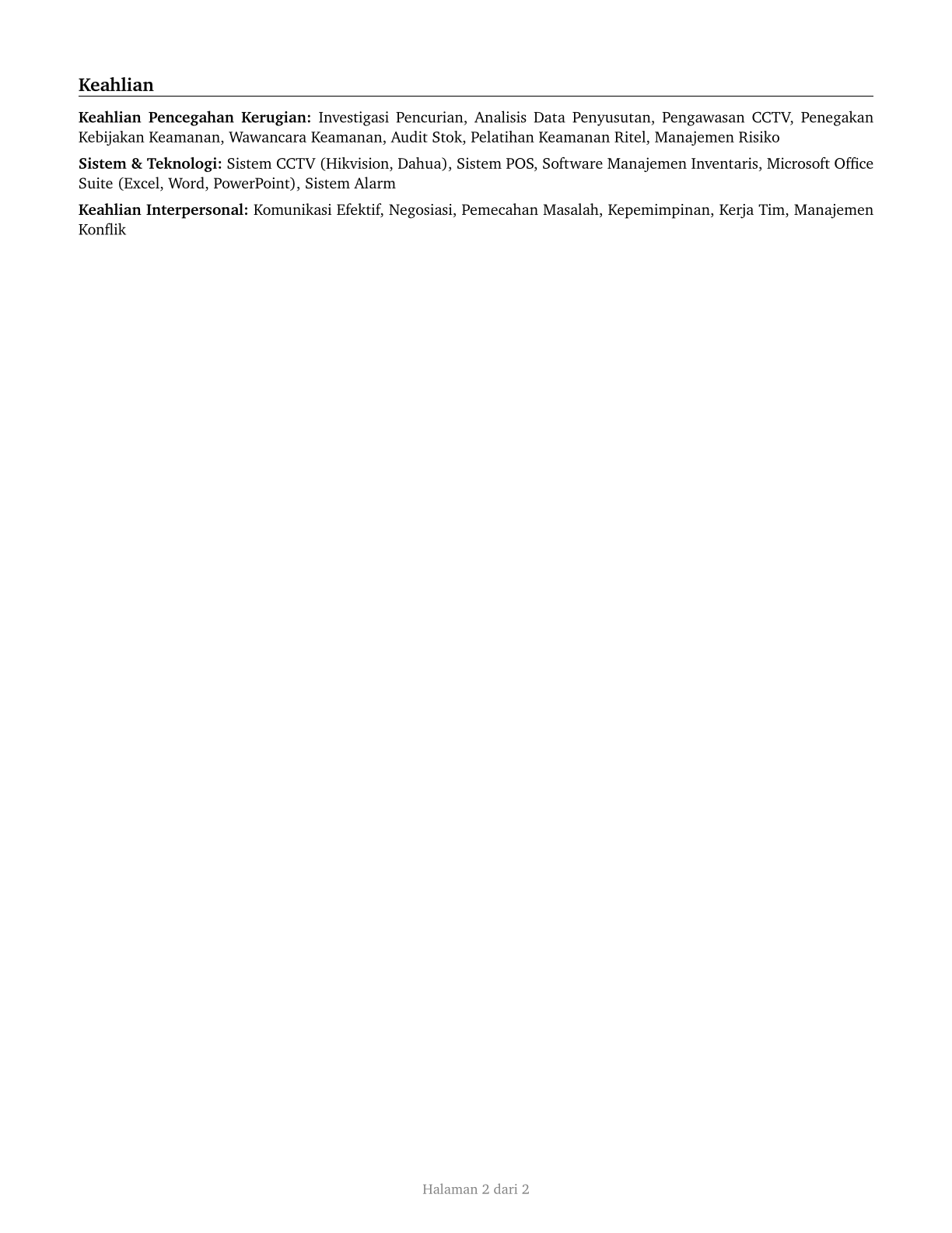 Retail Loss Prevention Specialists CV in Indonesian — page 2