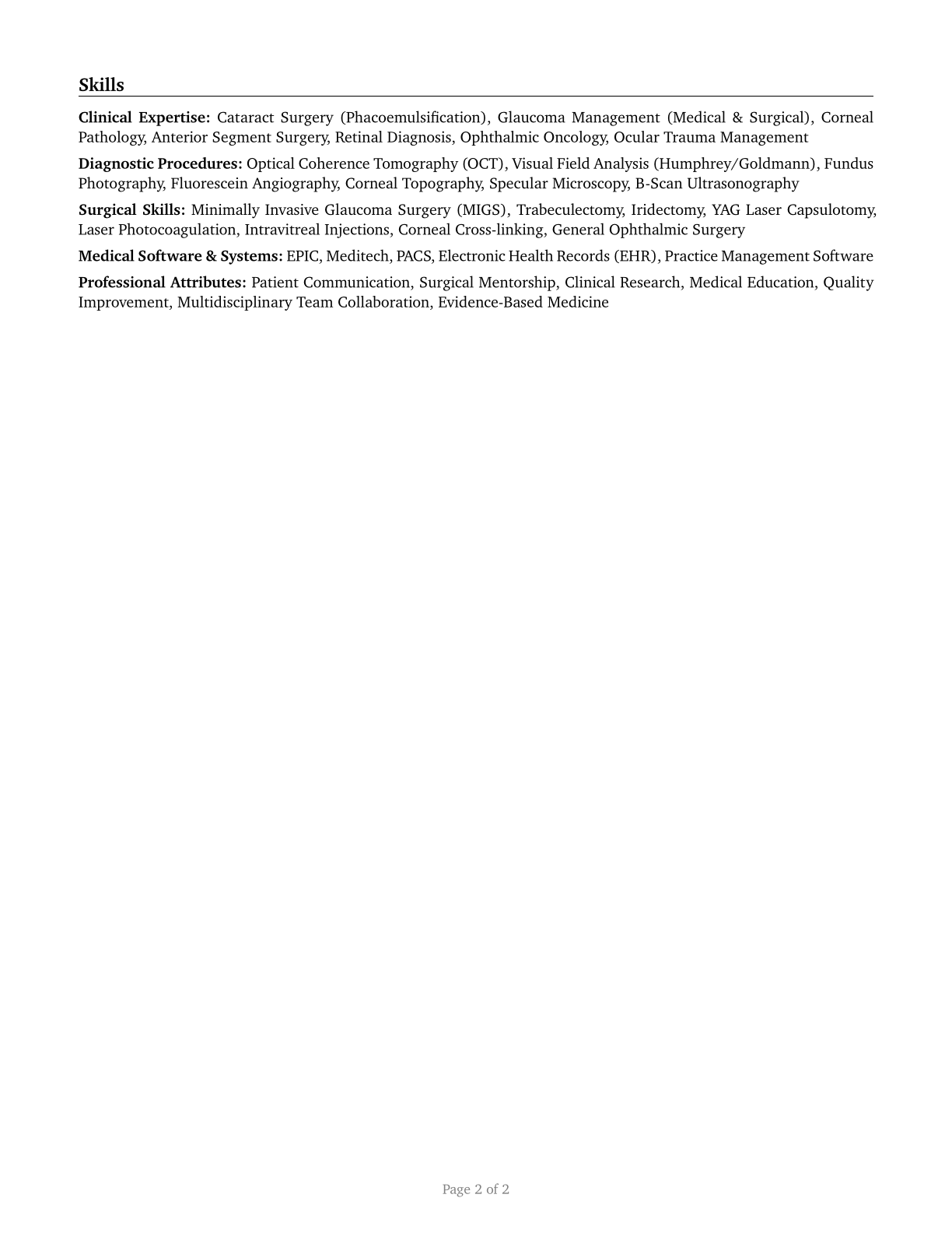 Ophthalmologists, Except Pediatric CV in English — page 2