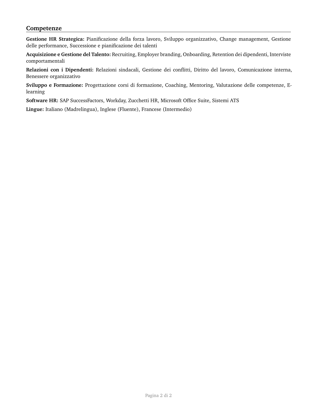 Human Resources Managers CV in Italian — page 2