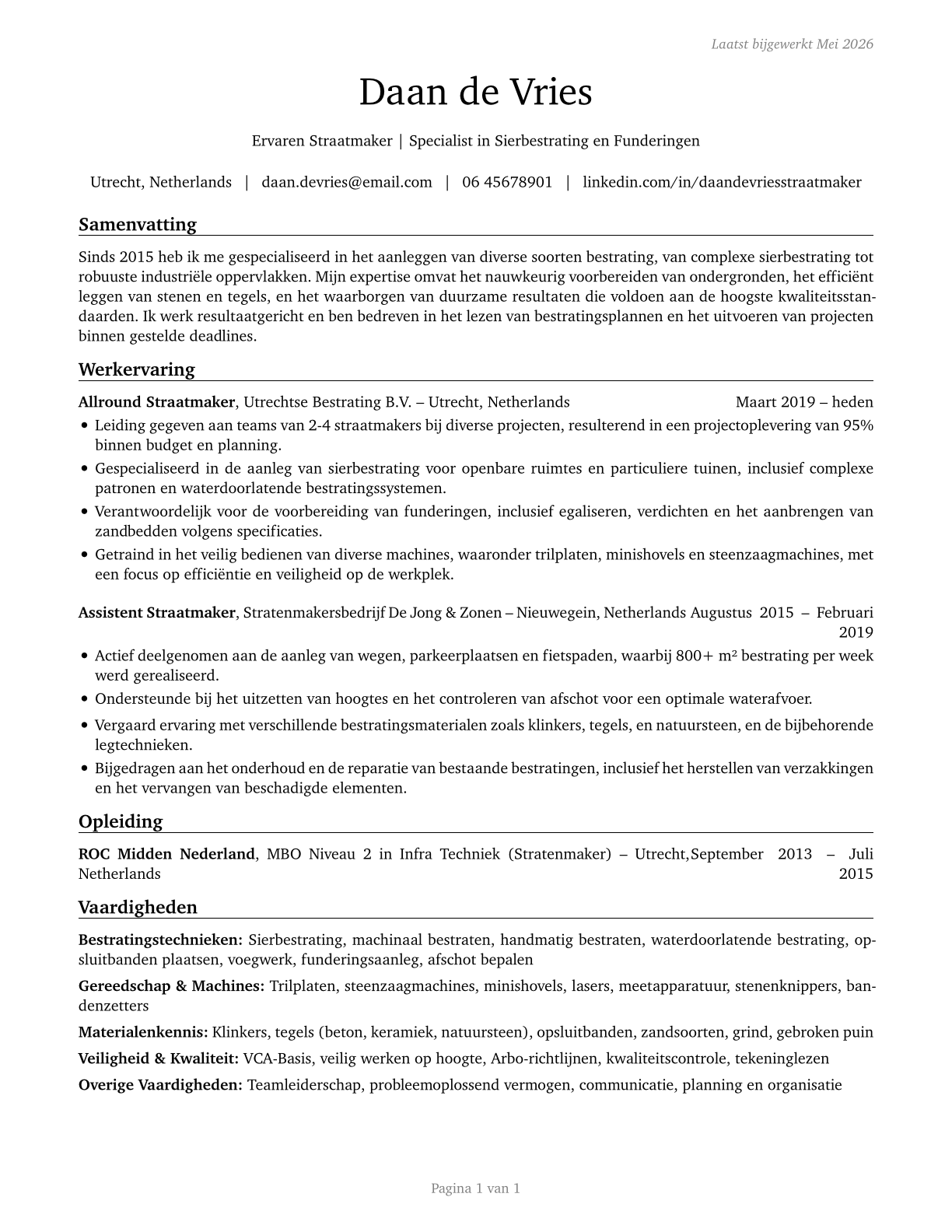 Segmental Pavers CV in Dutch — page 1