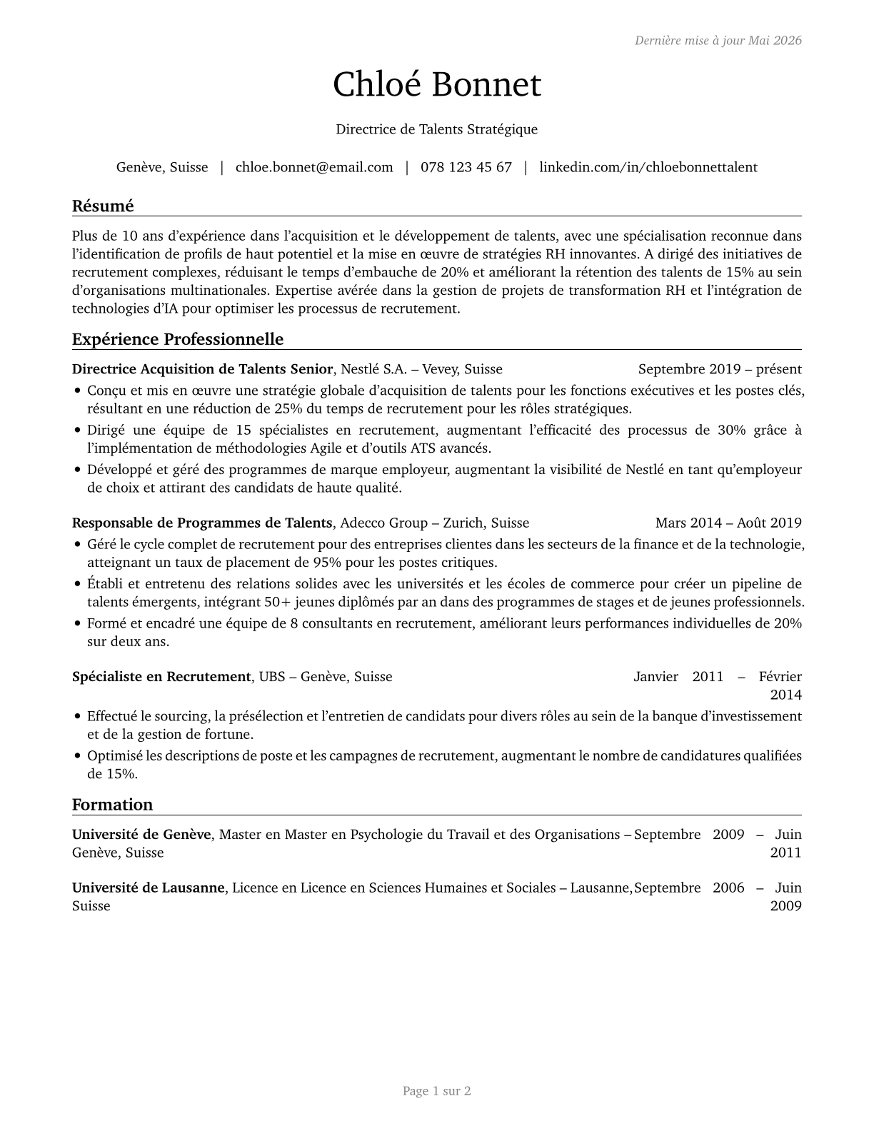 Talent Directors CV in French — page 1