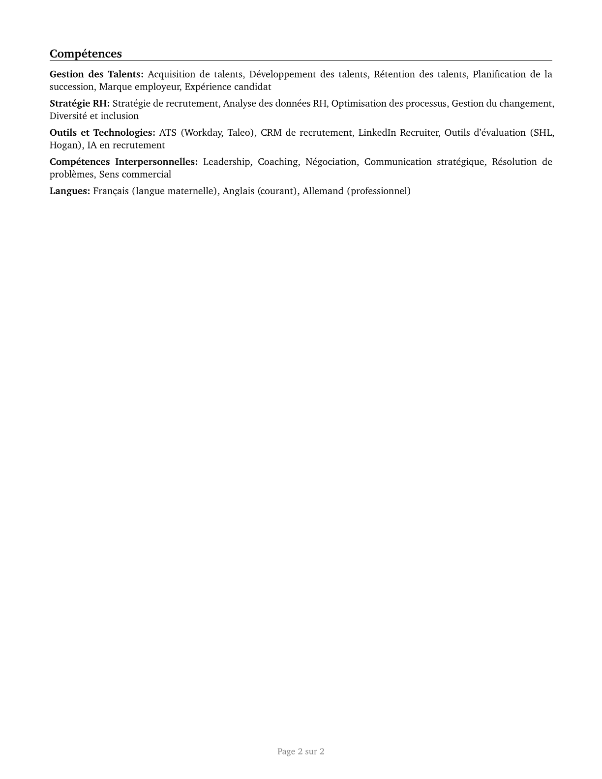 Talent Directors CV in French — page 2