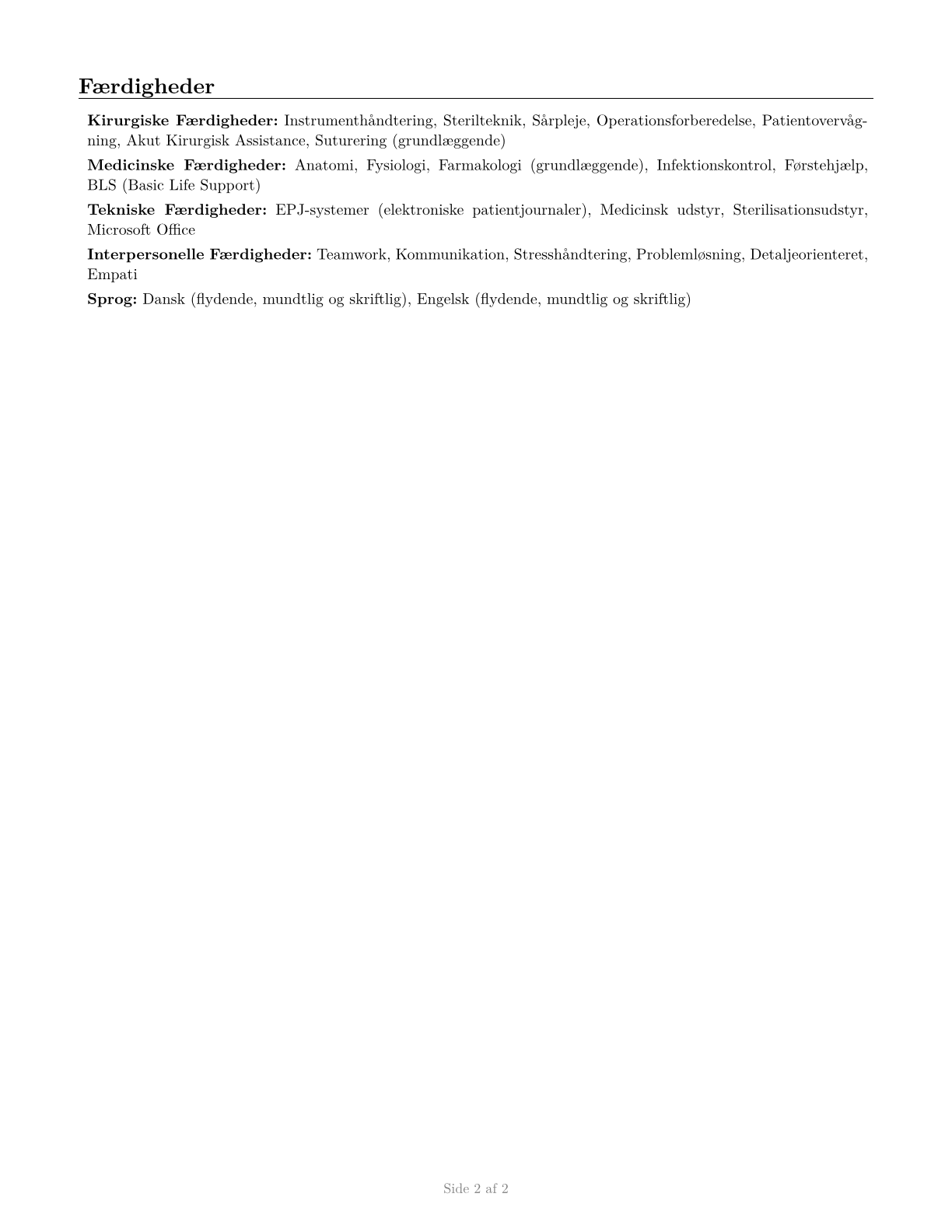Surgical Assistants CV in Danish — page 2