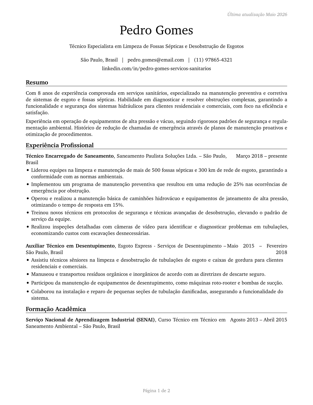 Septic Tank Servicers and Sewer Pipe Cleaners CV in Portuguese — page 1