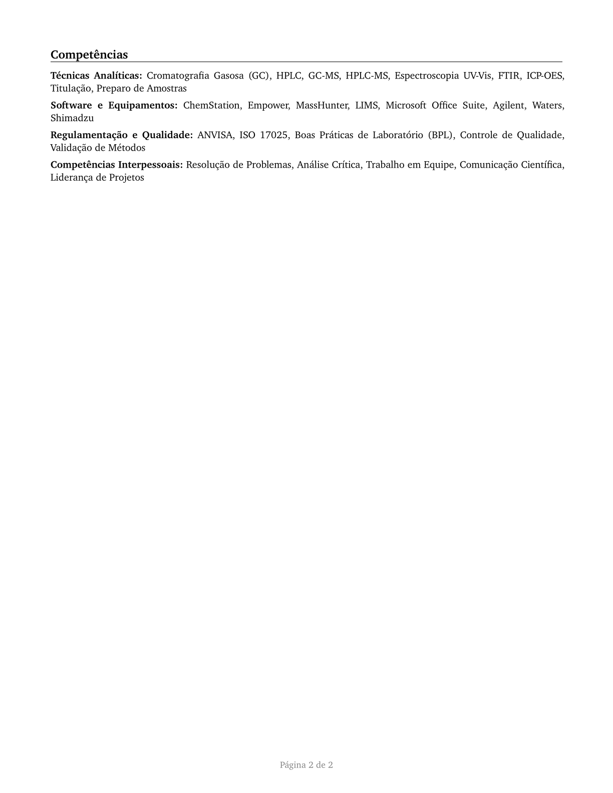 Chemists CV in Portuguese — page 2