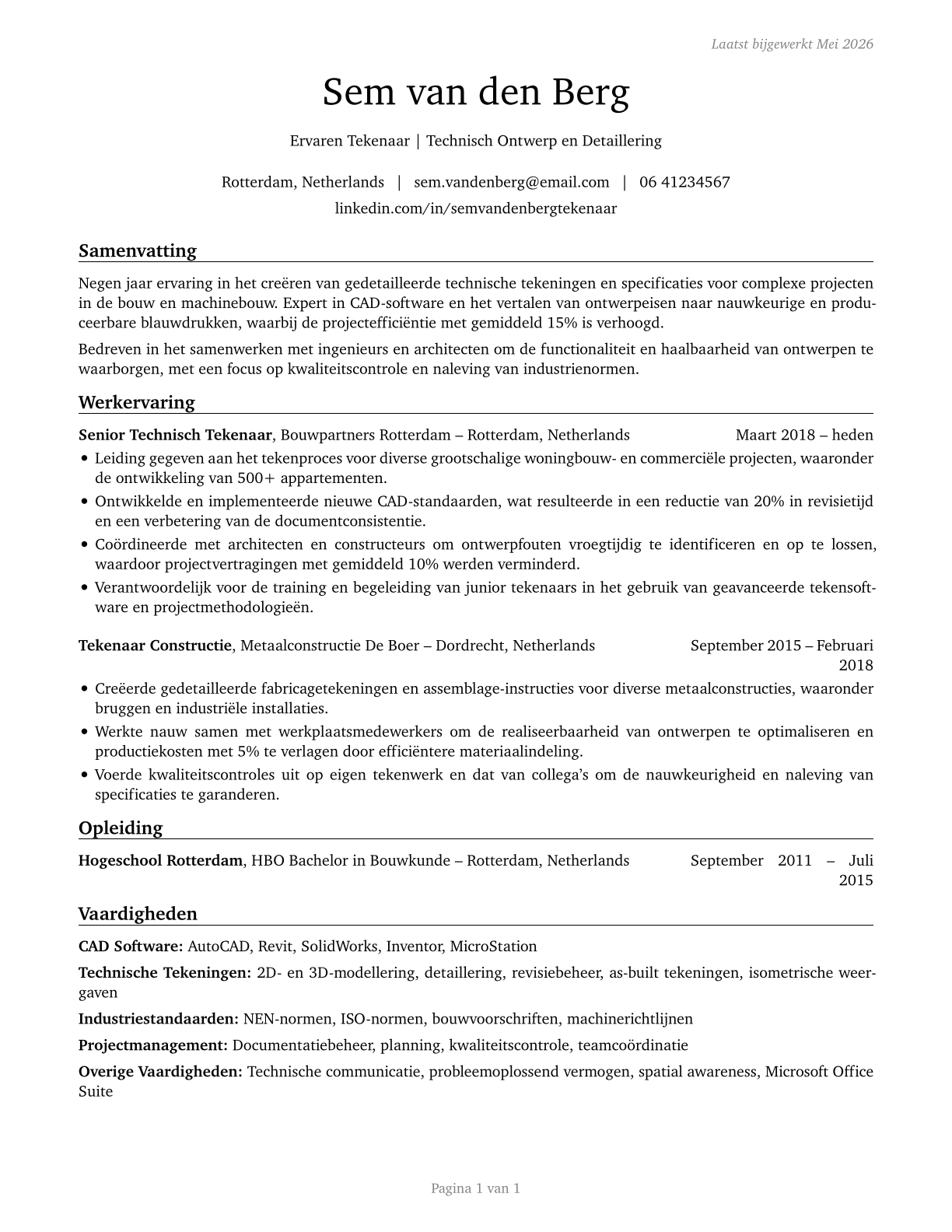 Drafters, All Other CV in Dutch — page 1