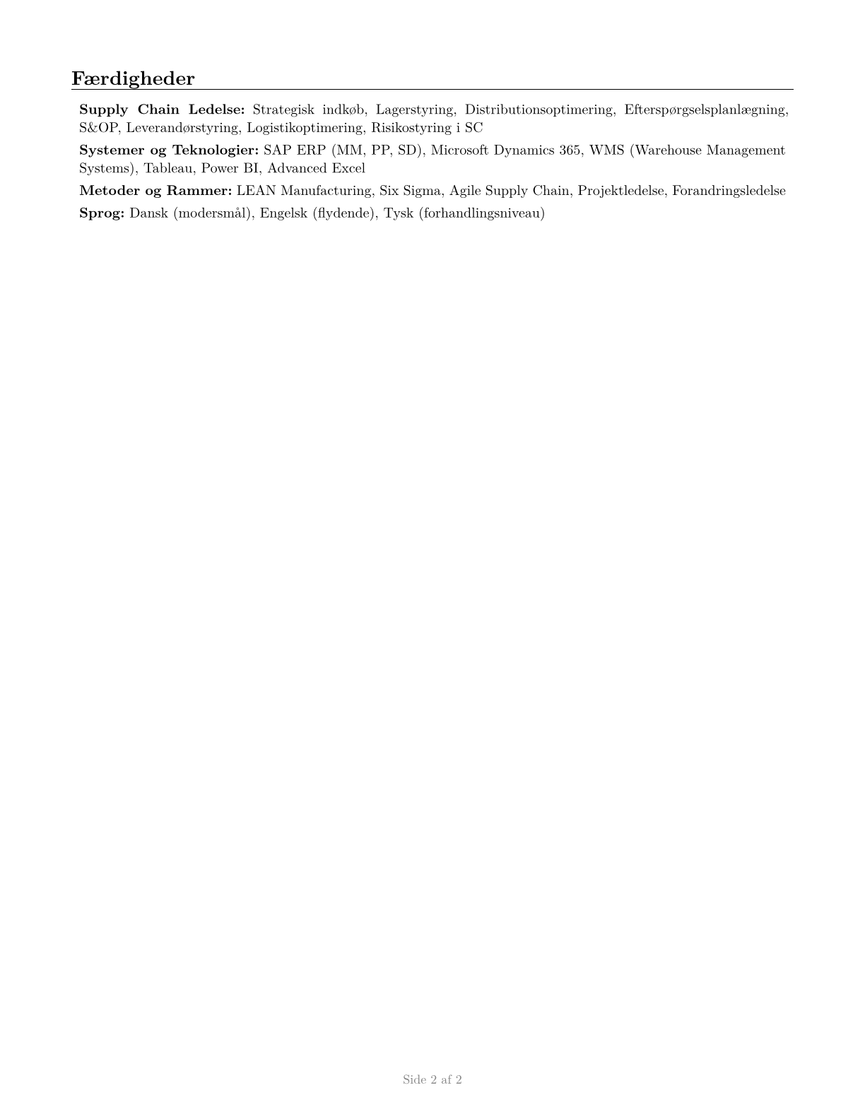 Supply Chain Managers CV in Danish — page 2