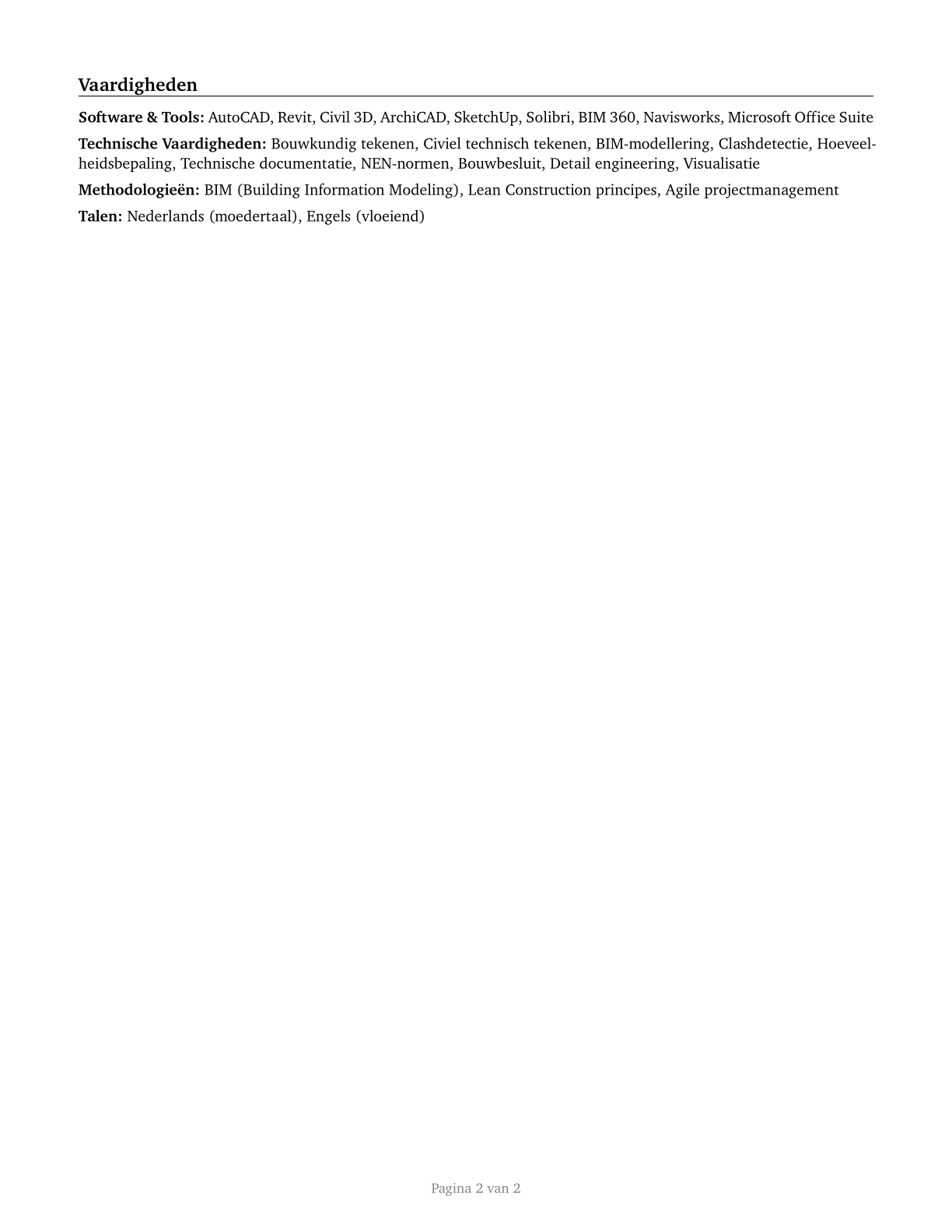 Architectural and Civil Drafters CV in Dutch — page 2