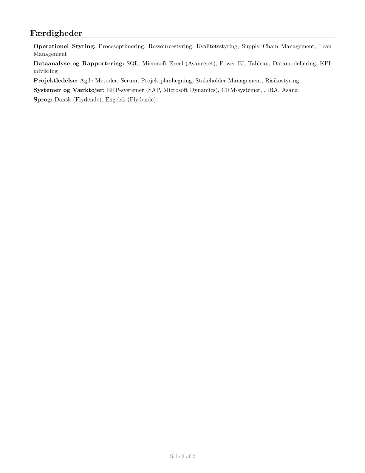 Business Operations Specialists, All Other CV in Danish — page 2