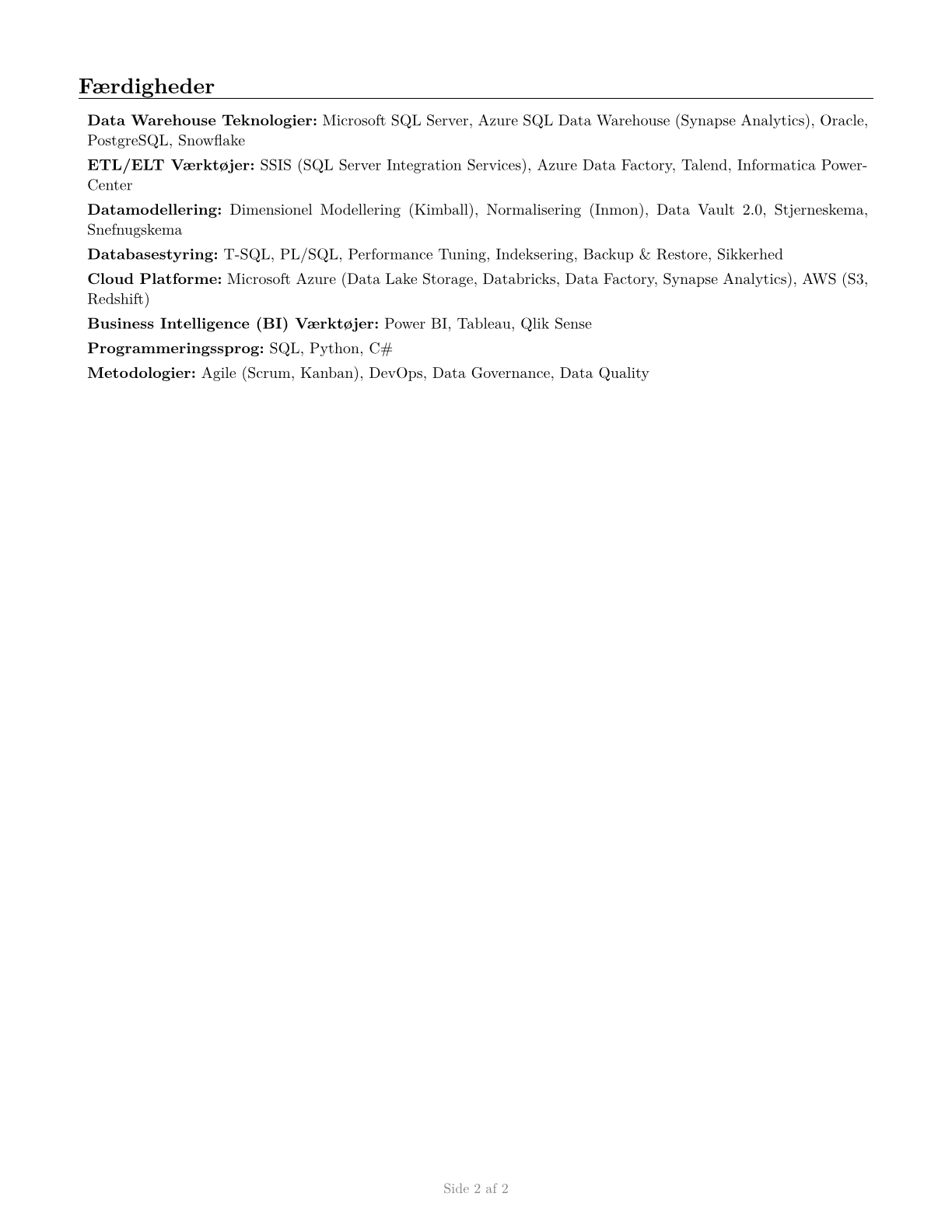 Data Warehousing Specialists CV in Danish — page 2