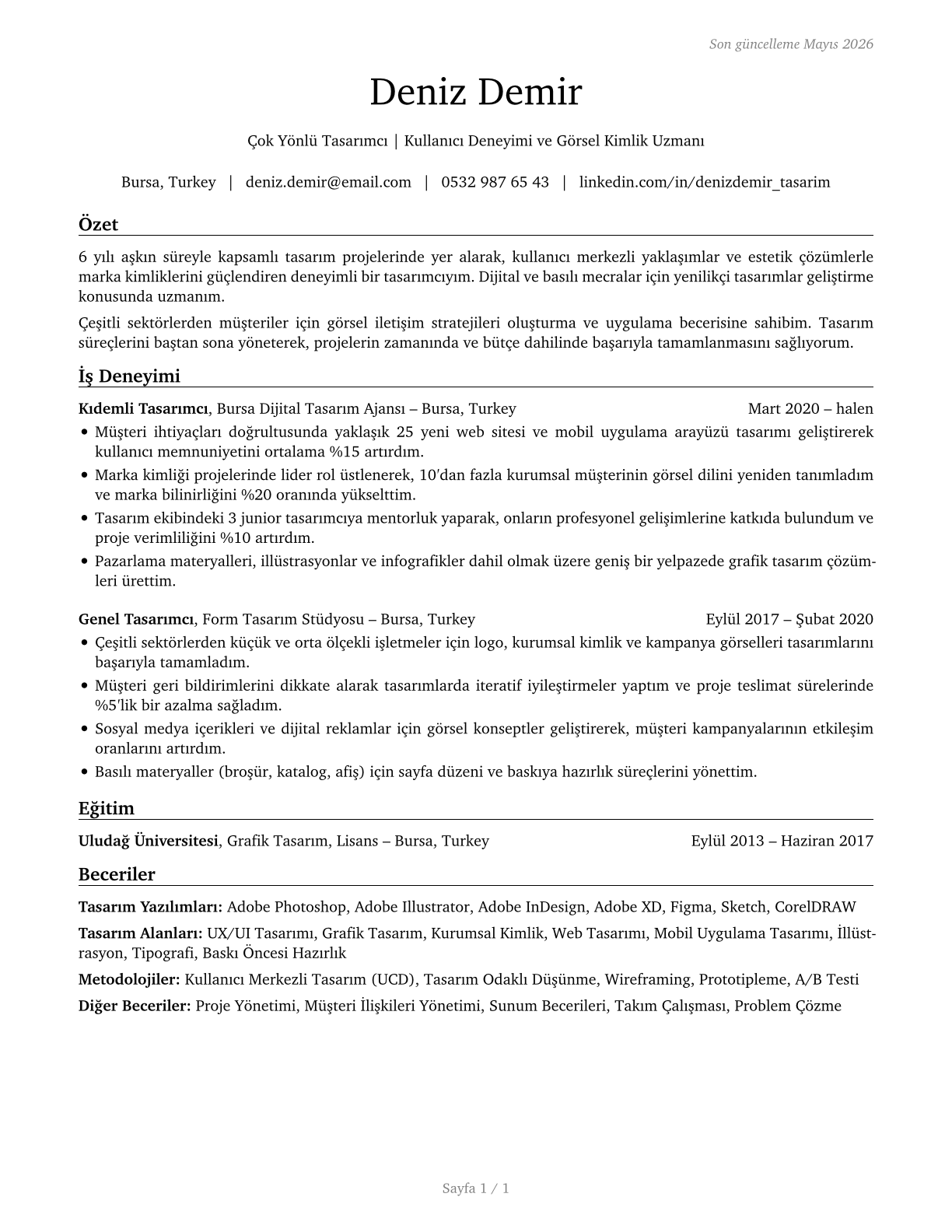 Designers, All Other CV in Turkish — page 1