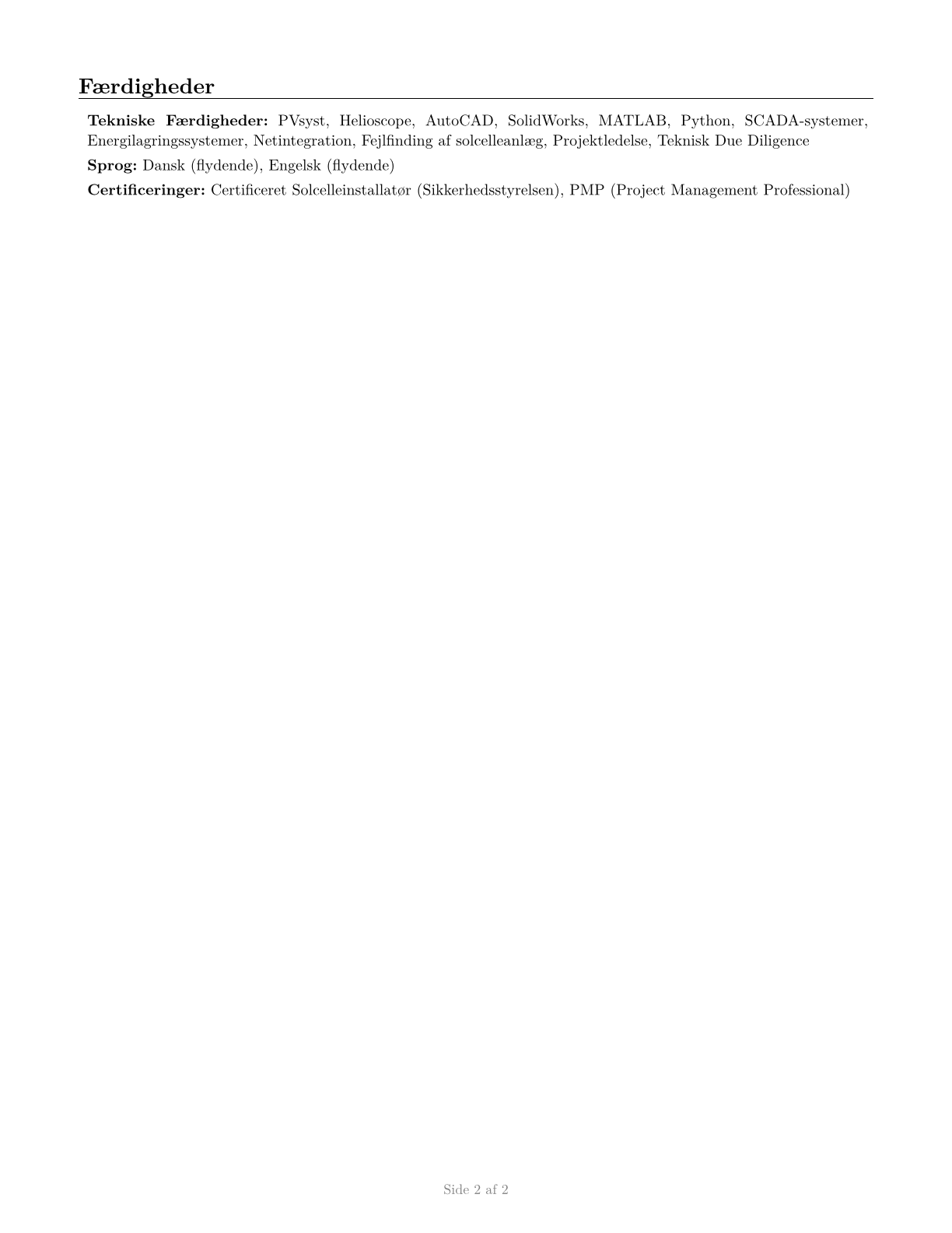 Solar Energy Systems Engineers CV in Danish — page 2