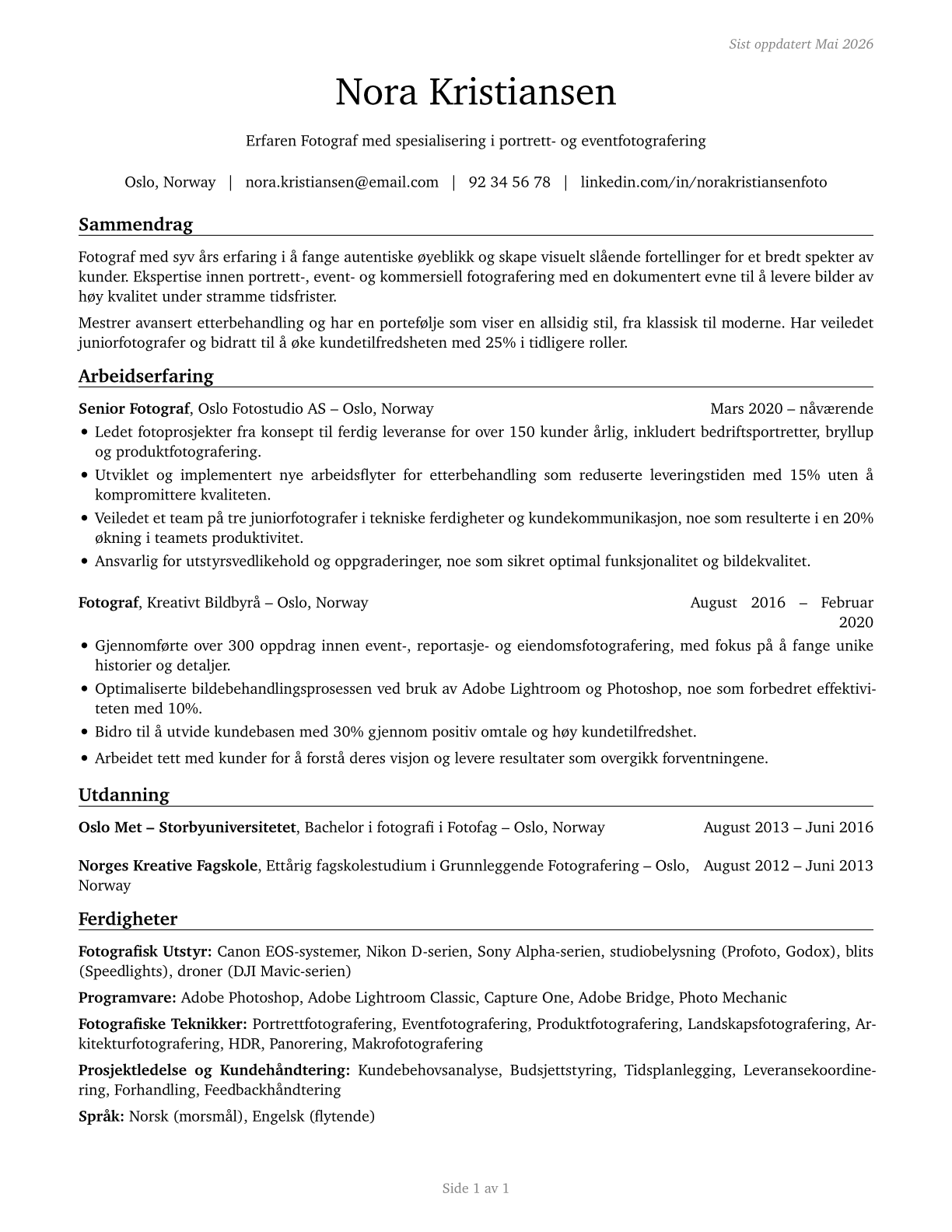 Photographers CV in Norwegian_bokmal — page 1