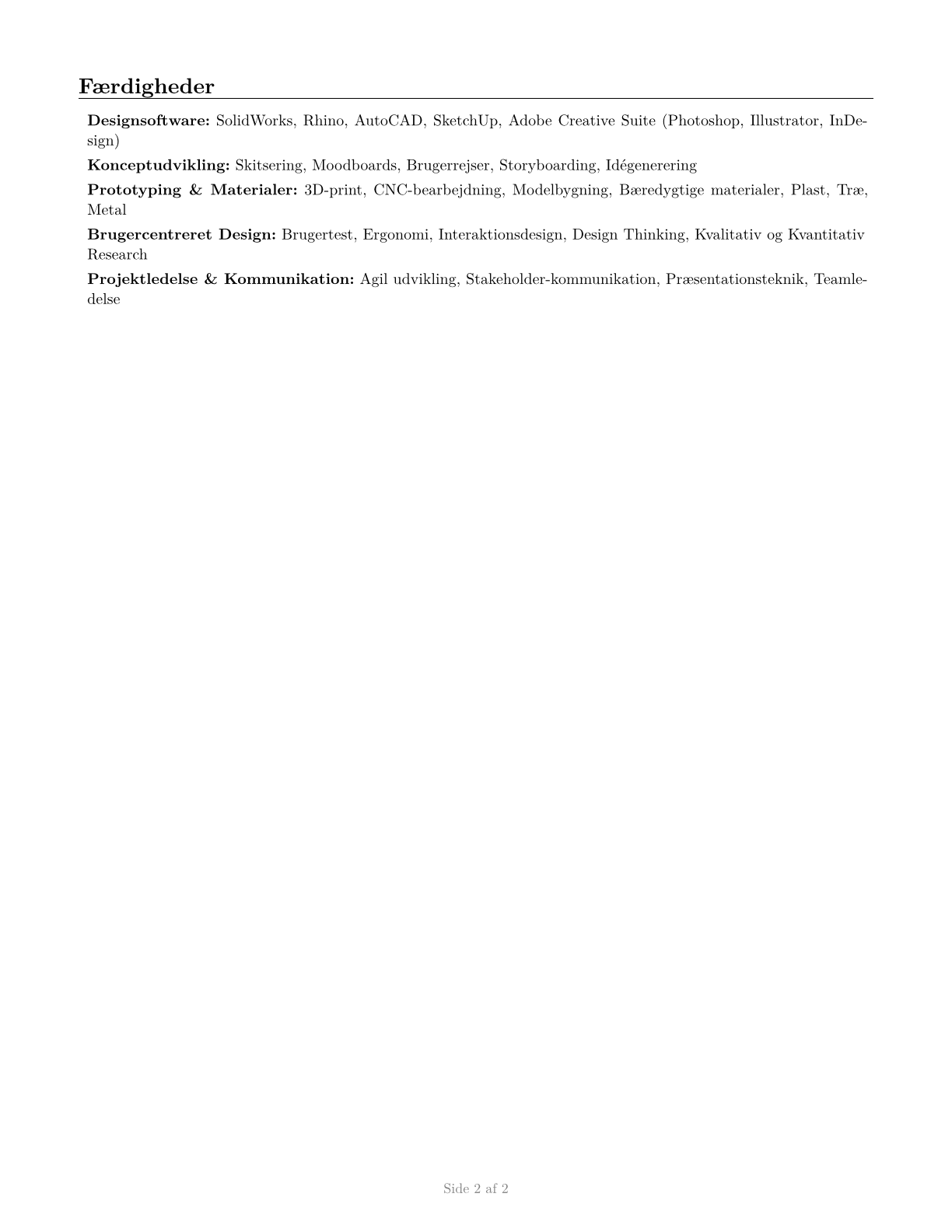 Commercial and Industrial Designers CV in Danish — page 2